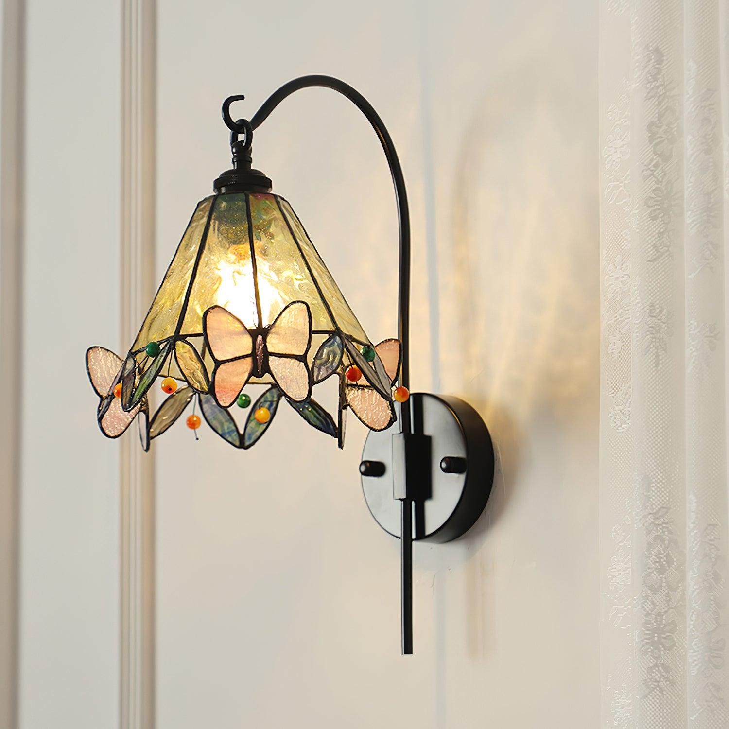 Tiffany Wall Lamp Glass Butterfly Art - Neutralighting