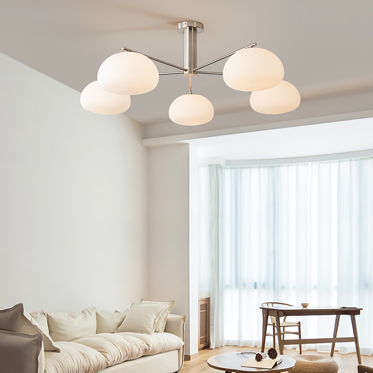 Silva Modern LED Metal Multi Glass Globe White Lampshade Bedroom Living Room Pendant Light, Gold/Nickel - Neutralighting