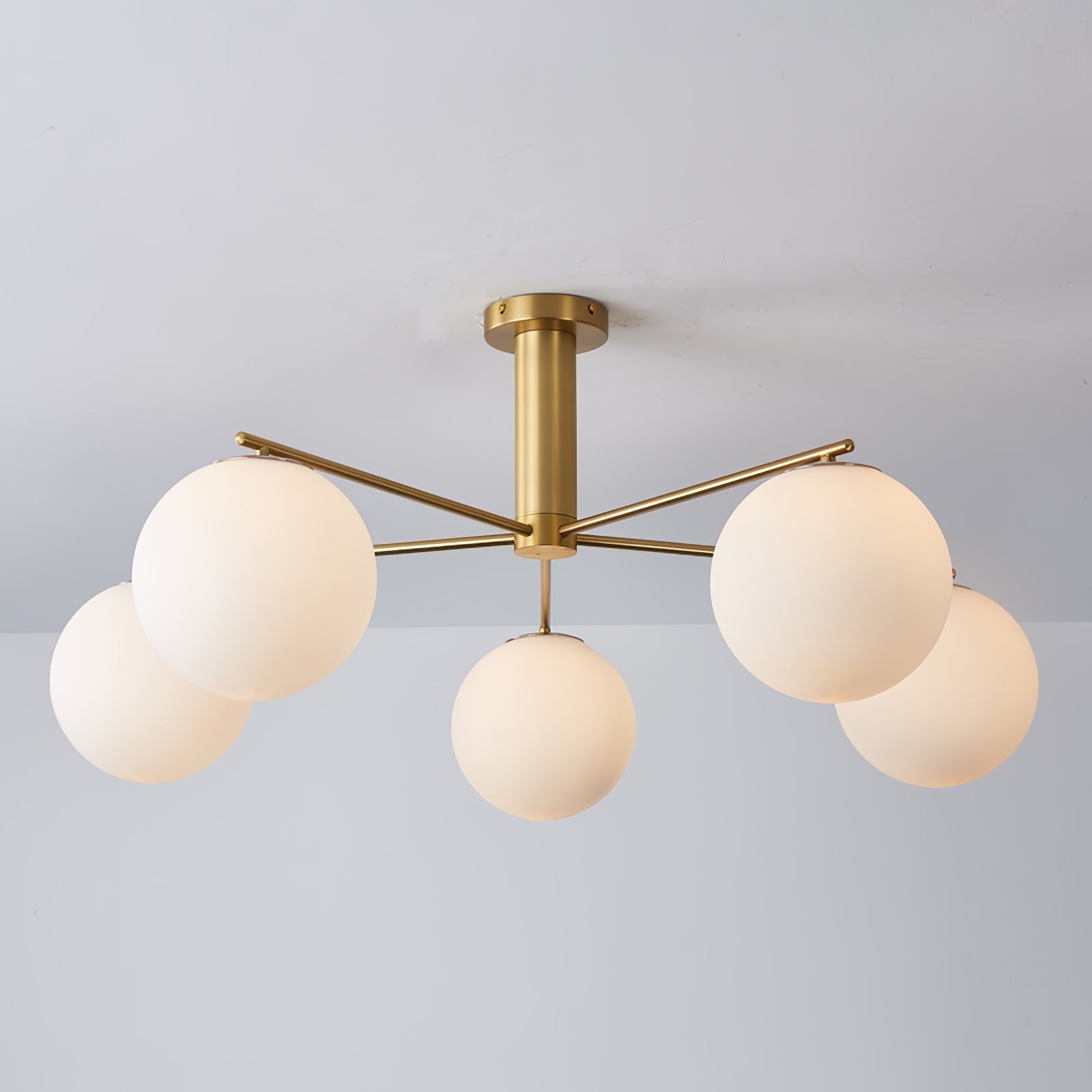 Silva Modern LED Metal Multi Glass Globe White Lampshade Bedroom Living Room Pendant Light, Gold/Nickel - Neutralighting