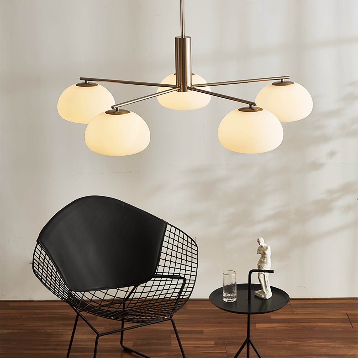 Silva Modern LED Metal Multi Glass Globe White Lampshade Bedroom Living Room Pendant Light, Gold/Nickel - Neutralighting