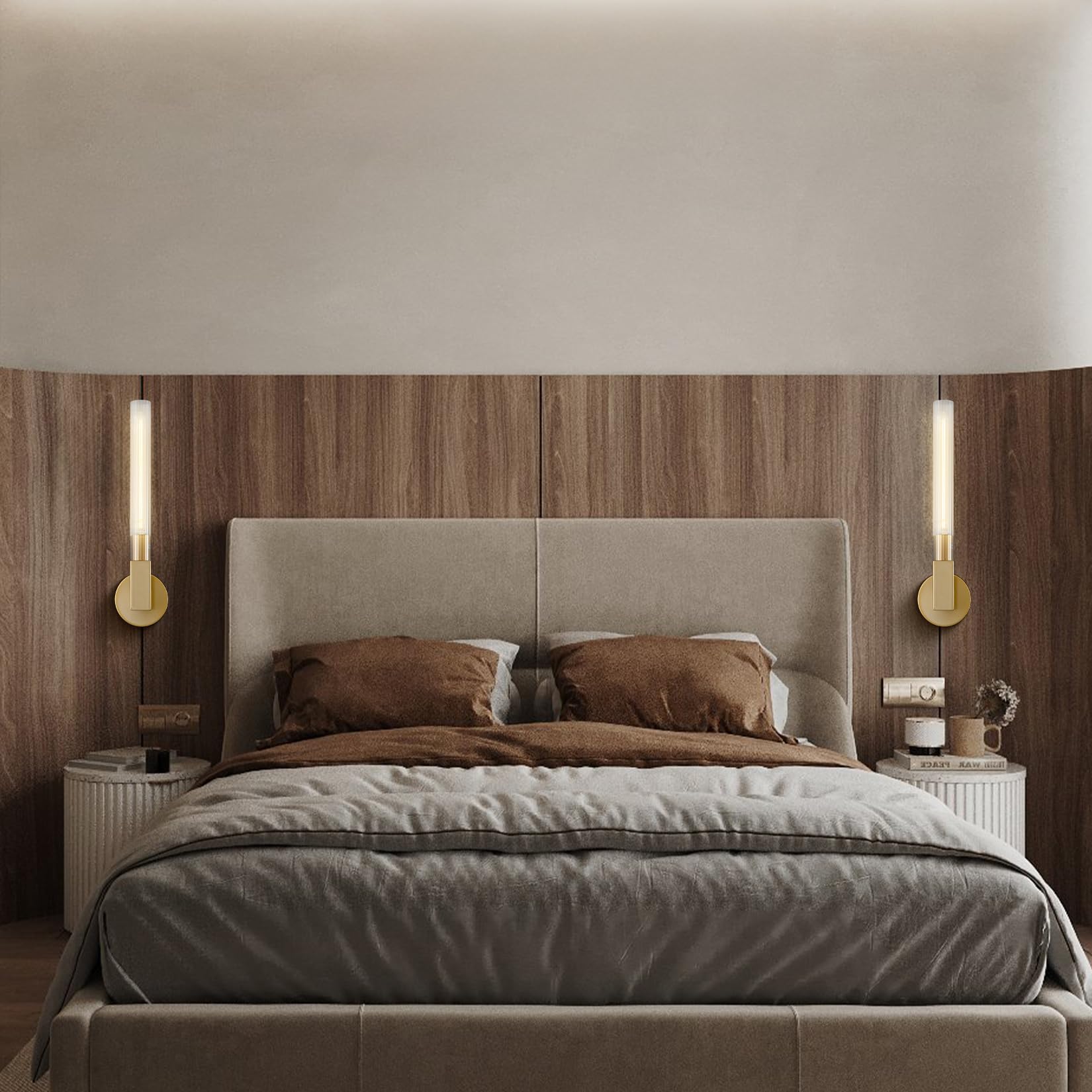 Kristy Indoor Wall Lamp Glass Brass Mid-century Restaurant Bedroom - Neutralighting