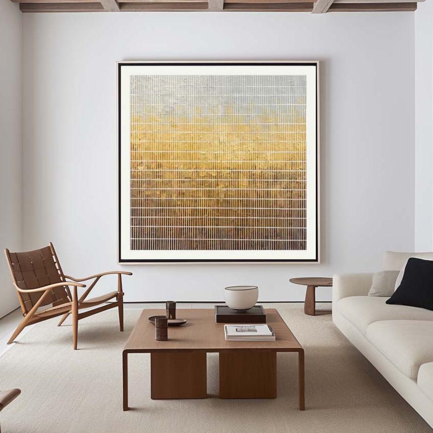 Gradient Grid Texture Square Abstract Canvas Art
