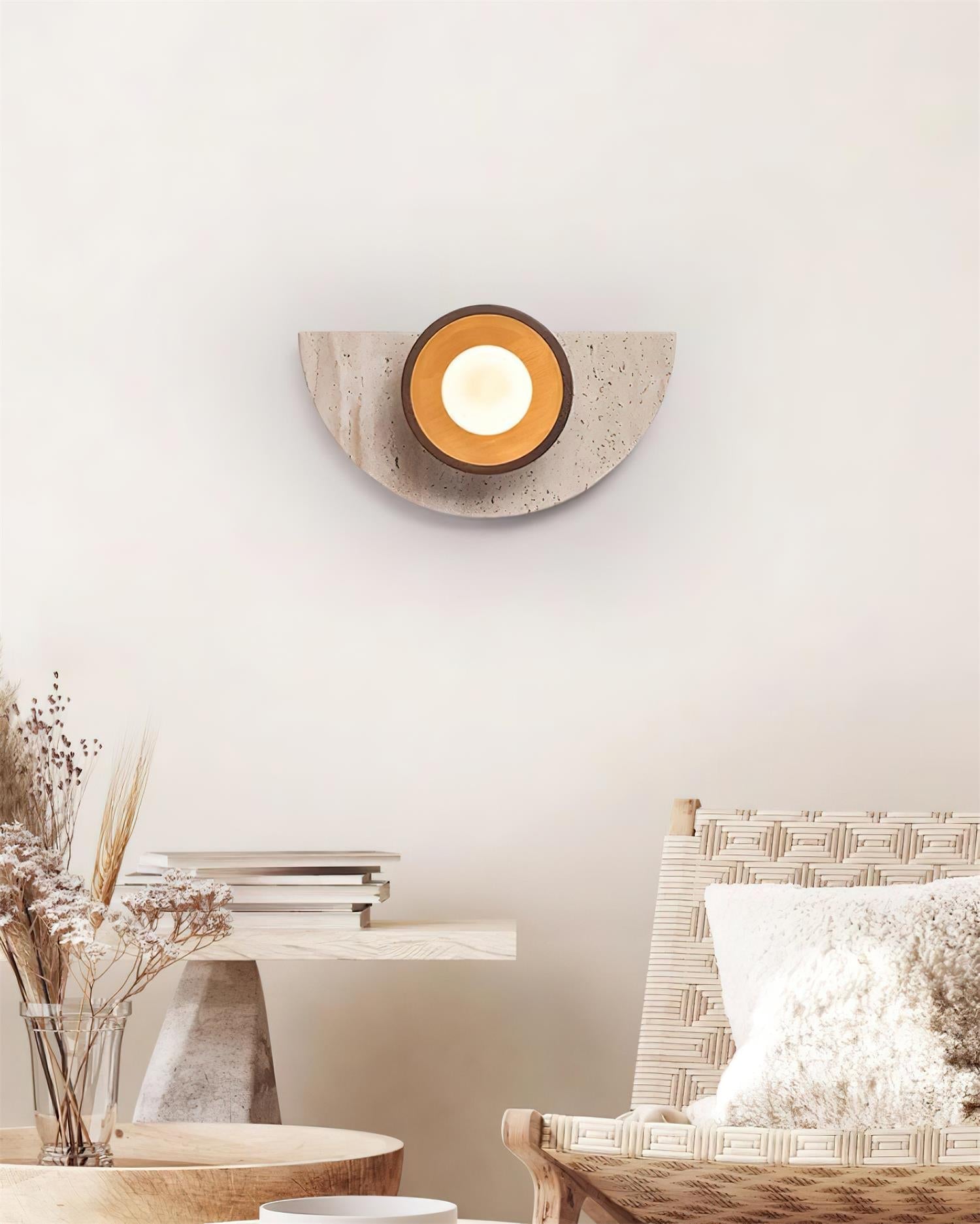 Solaro Wall Lamp Travertine Half-moon Design - Neutralighting