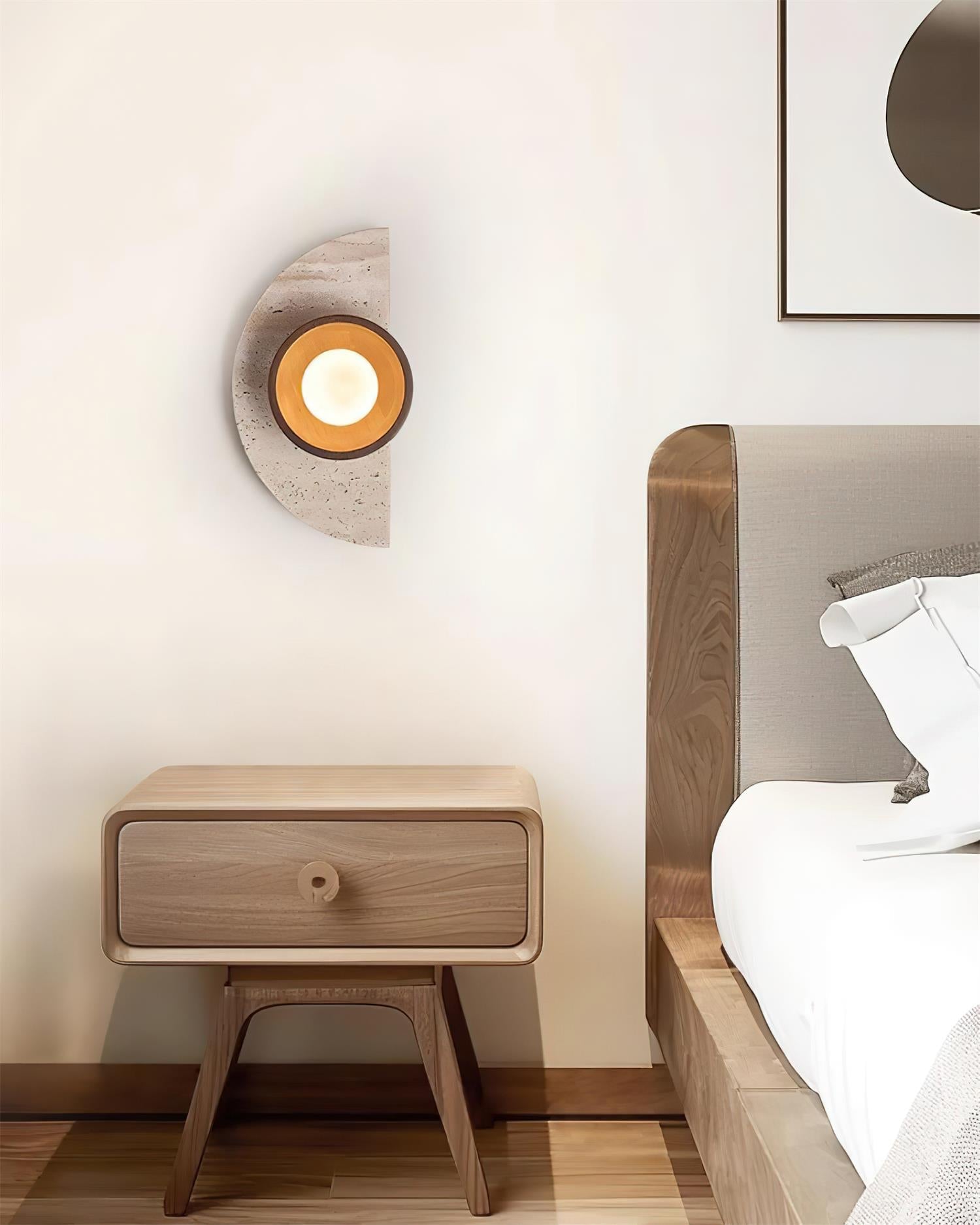 Solaro Wall Lamp Travertine Half-moon Design - Neutralighting