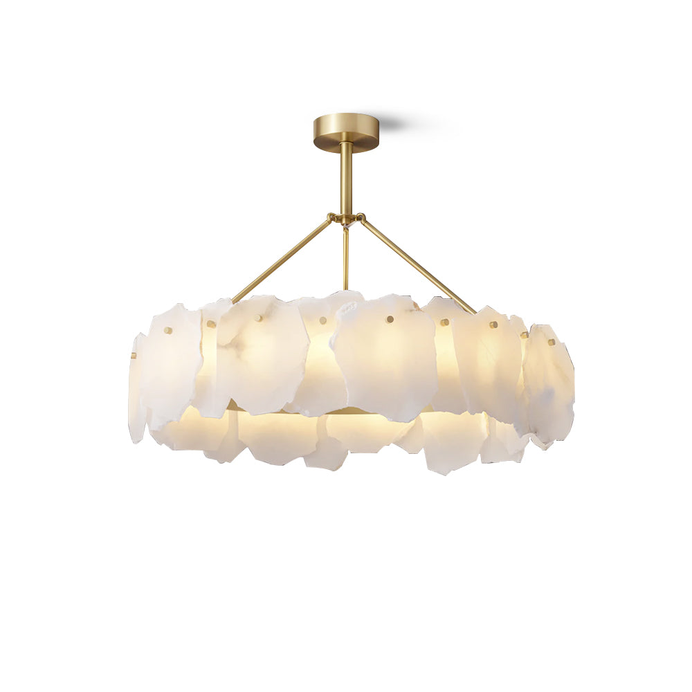 Burton Chandelier Alabaster Layered Halo - Neutralighting
