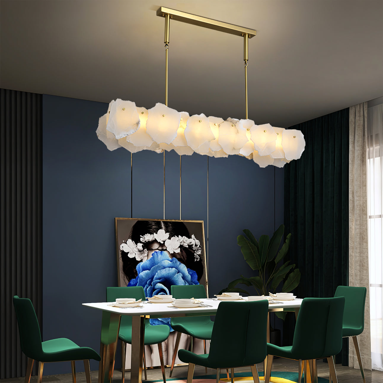 Burton Chandelier Alabaster Layered Halo - Neutralighting