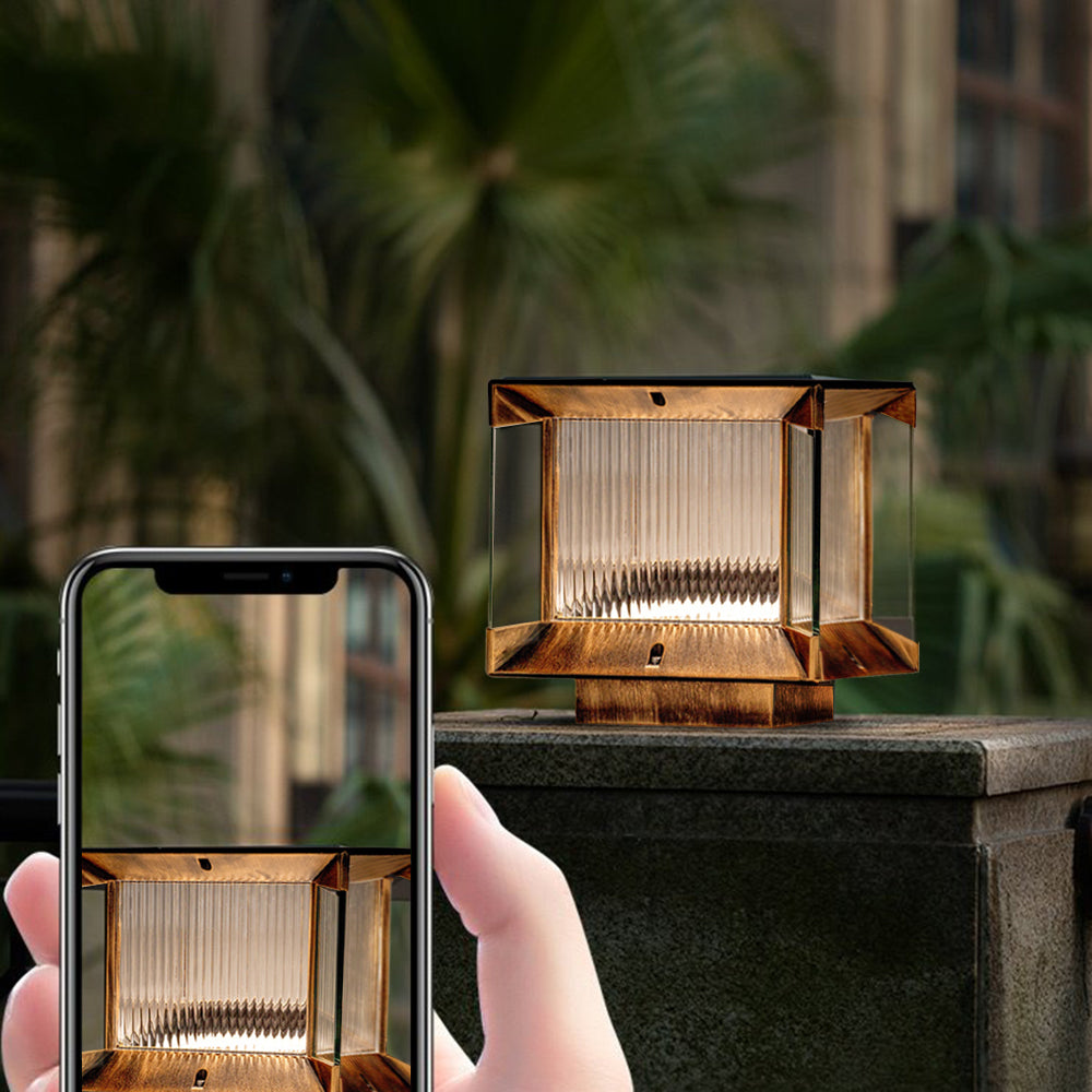 Ray Modern Rectangular Metal Glass Outdoor Lamp, Black/Black-Gold - Neutralighting