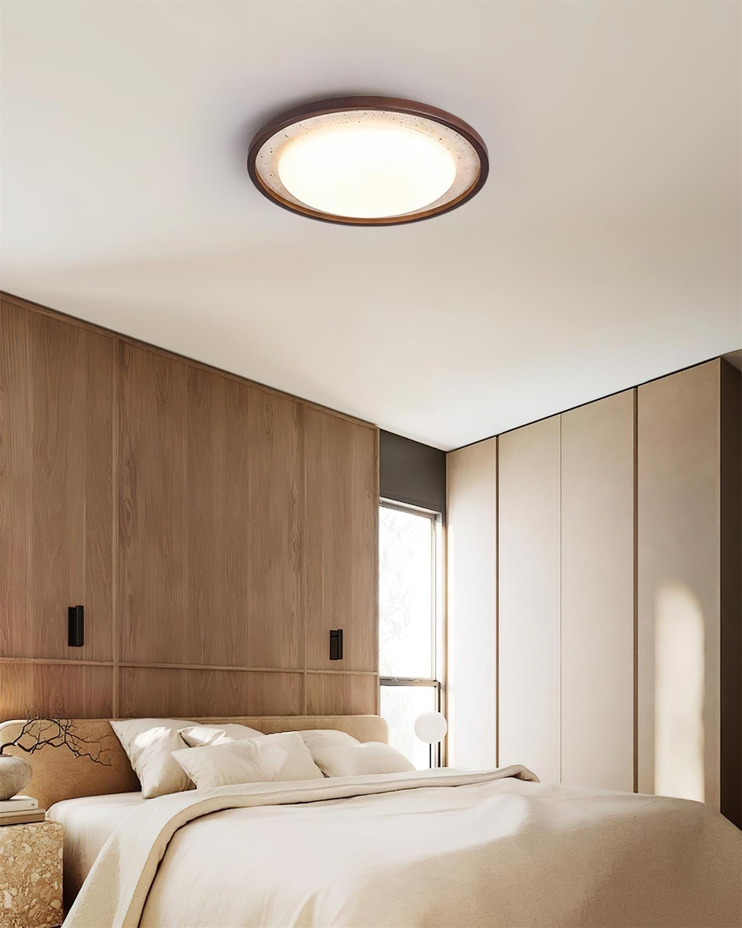 Ritta Sculptural Travertine Ceiling Lamp - Neutralighting