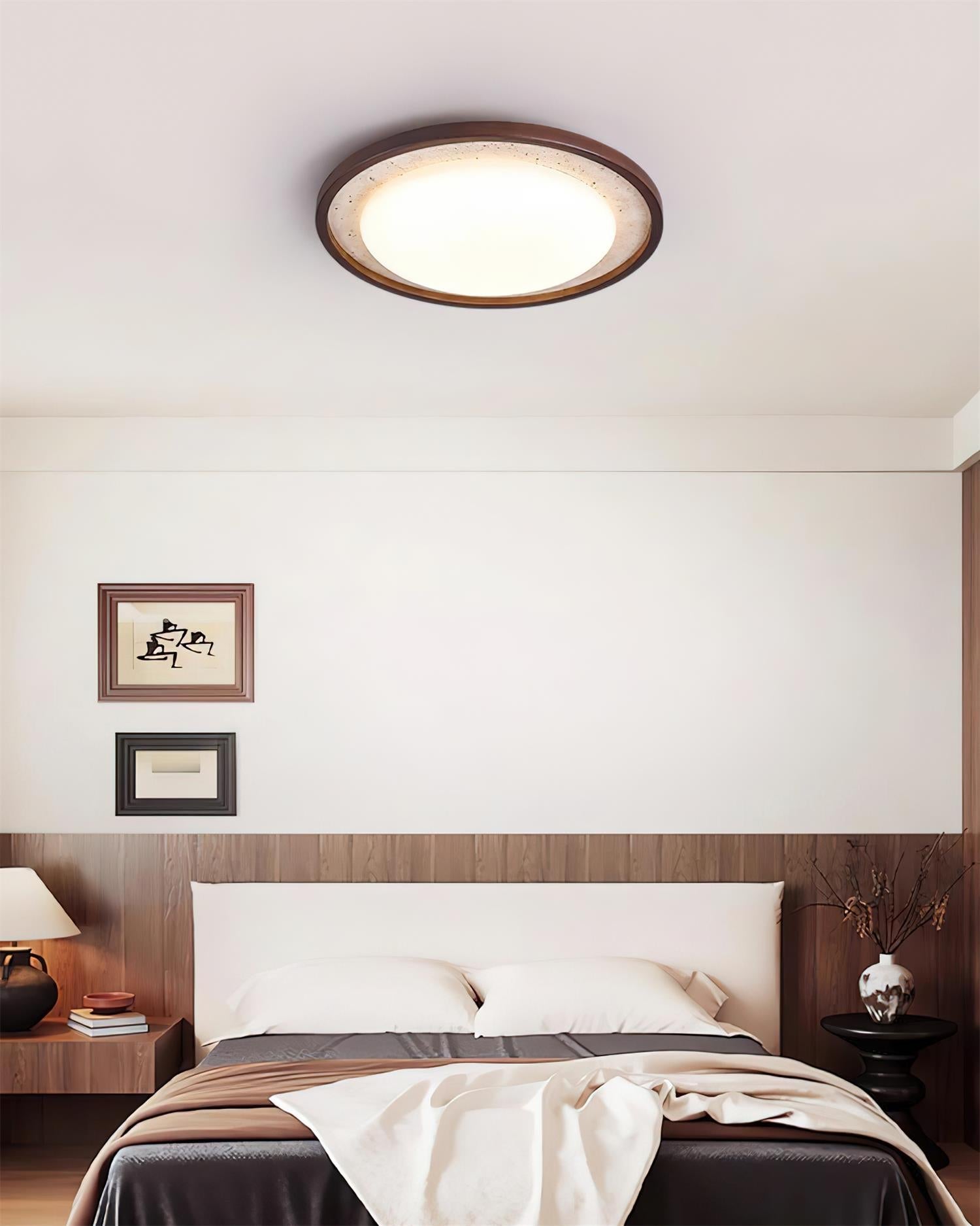 Ritta Sculptural Travertine Ceiling Lamp - Neutralighting