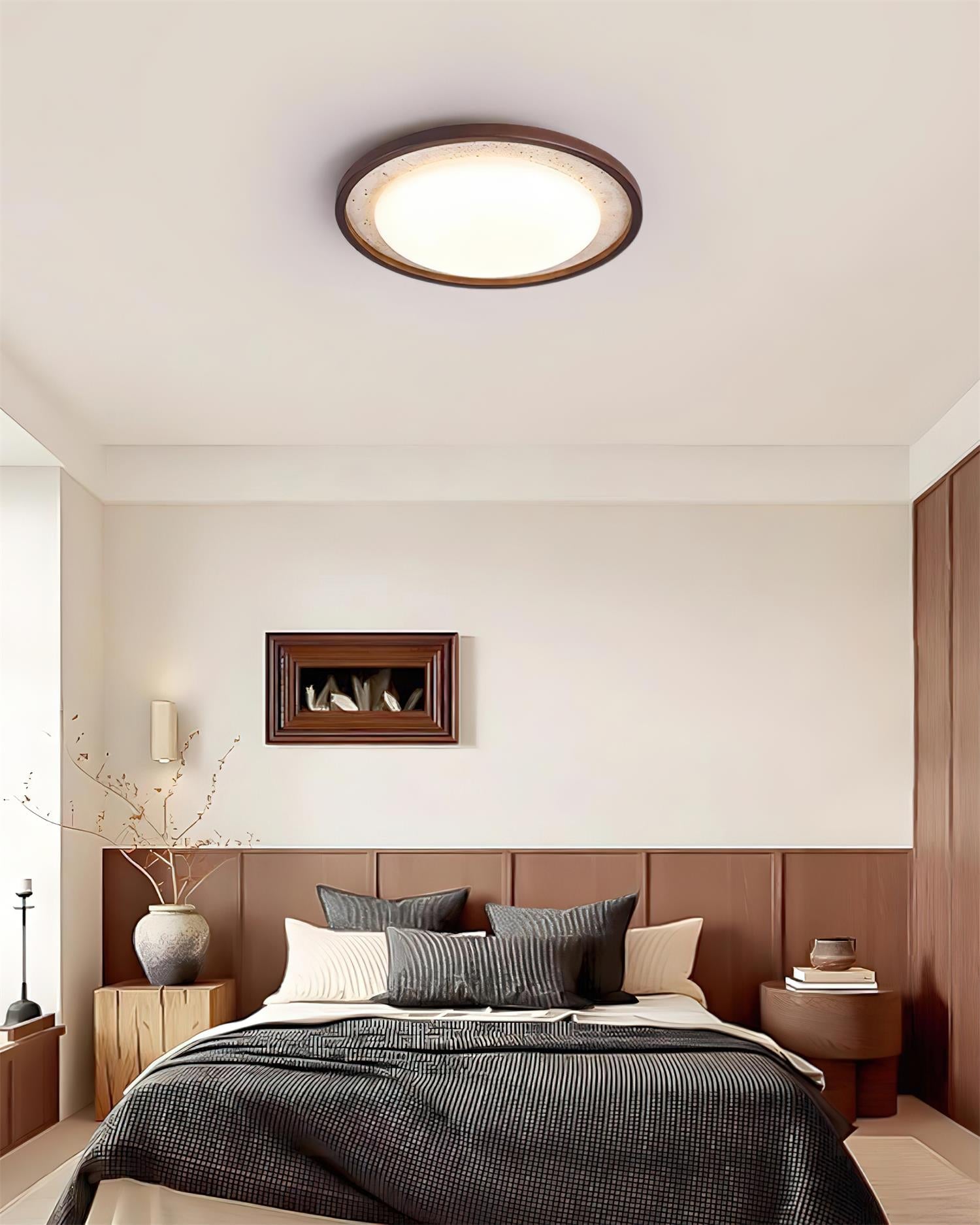 Ritta Sculptural Travertine Ceiling Lamp - Neutralighting