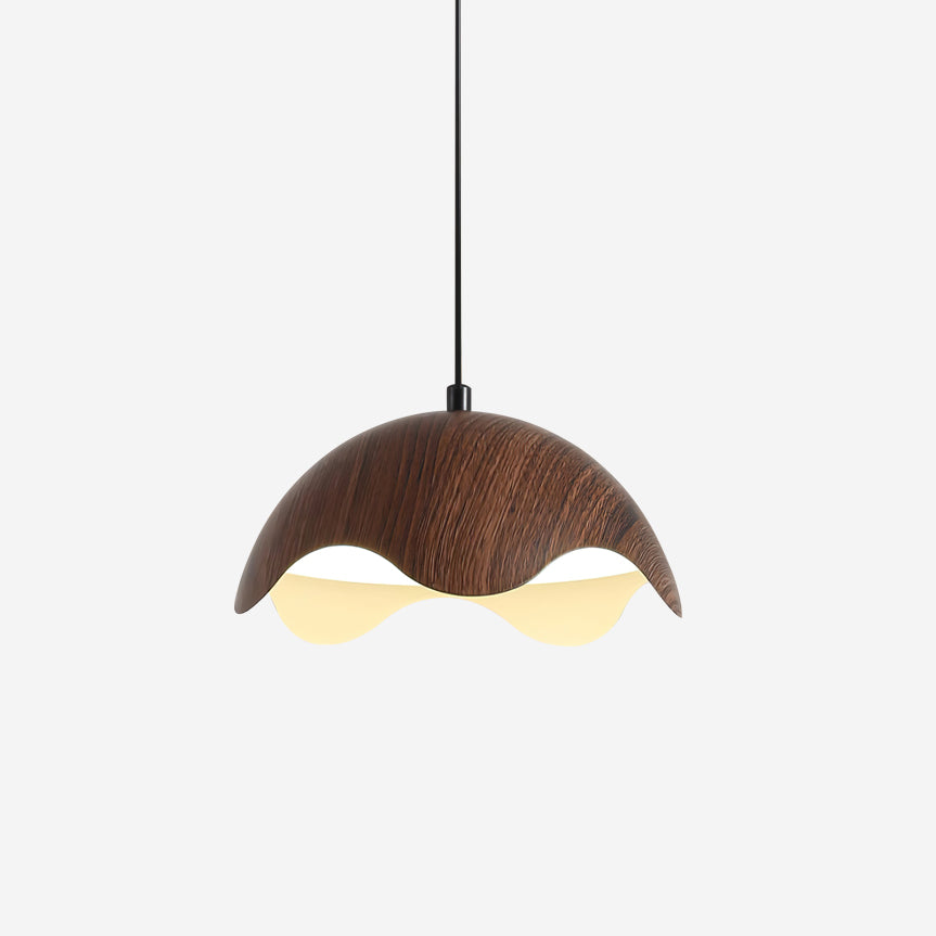 Pendant Lamp Wood-Grain Metal Shade Wave Ambient Minimalist - Neutralighting
