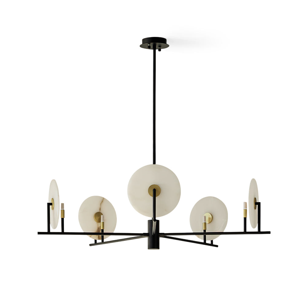 Callisto Chandelier Alabaster Moon Discs - Neutralighting