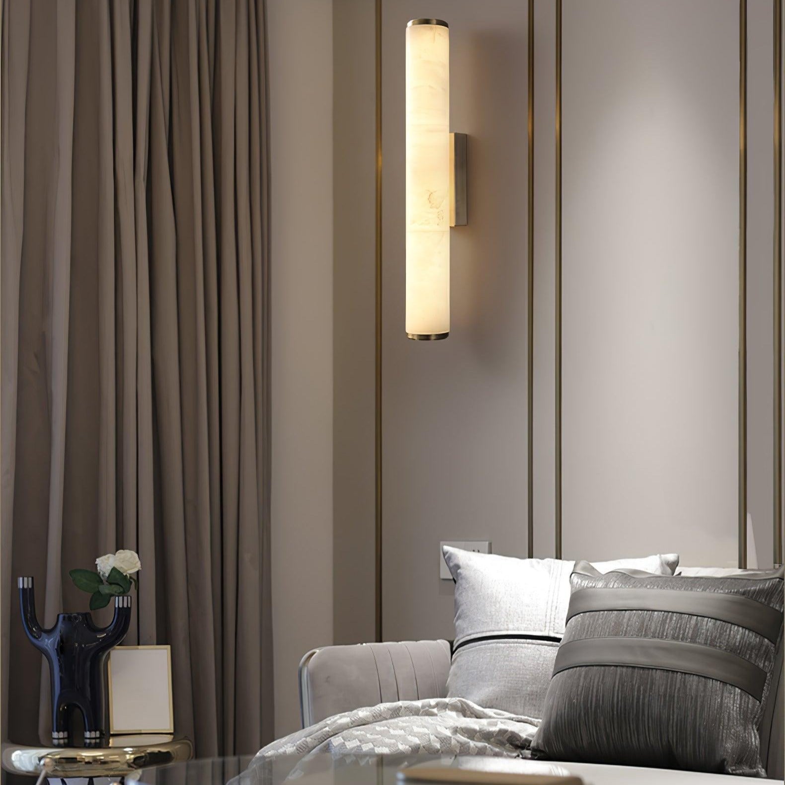 Klyr Alabaster Vertical Cylindrical Wall Lamp - Neutralighting
