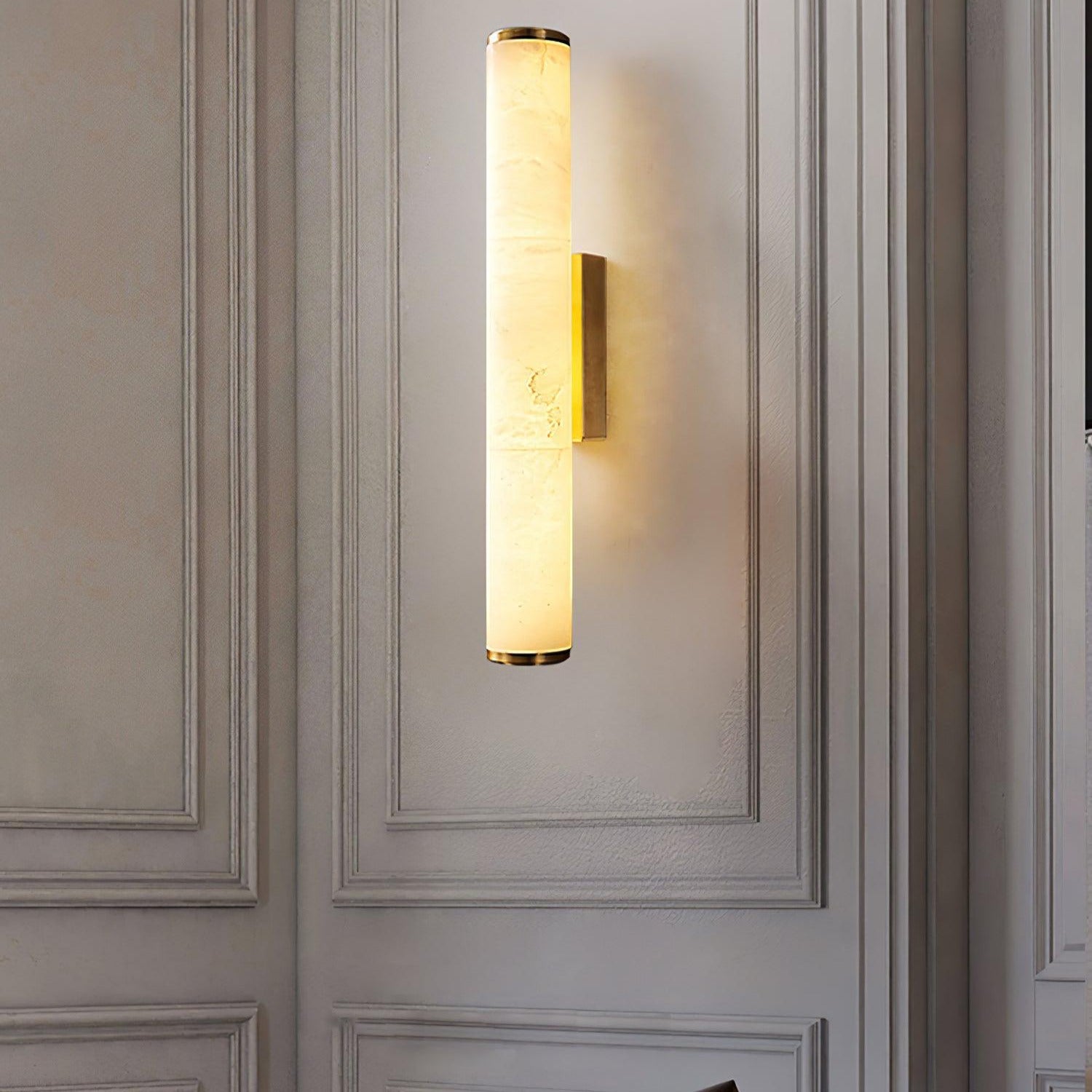 Klyr Alabaster Vertical Cylindrical Wall Lamp - Neutralighting
