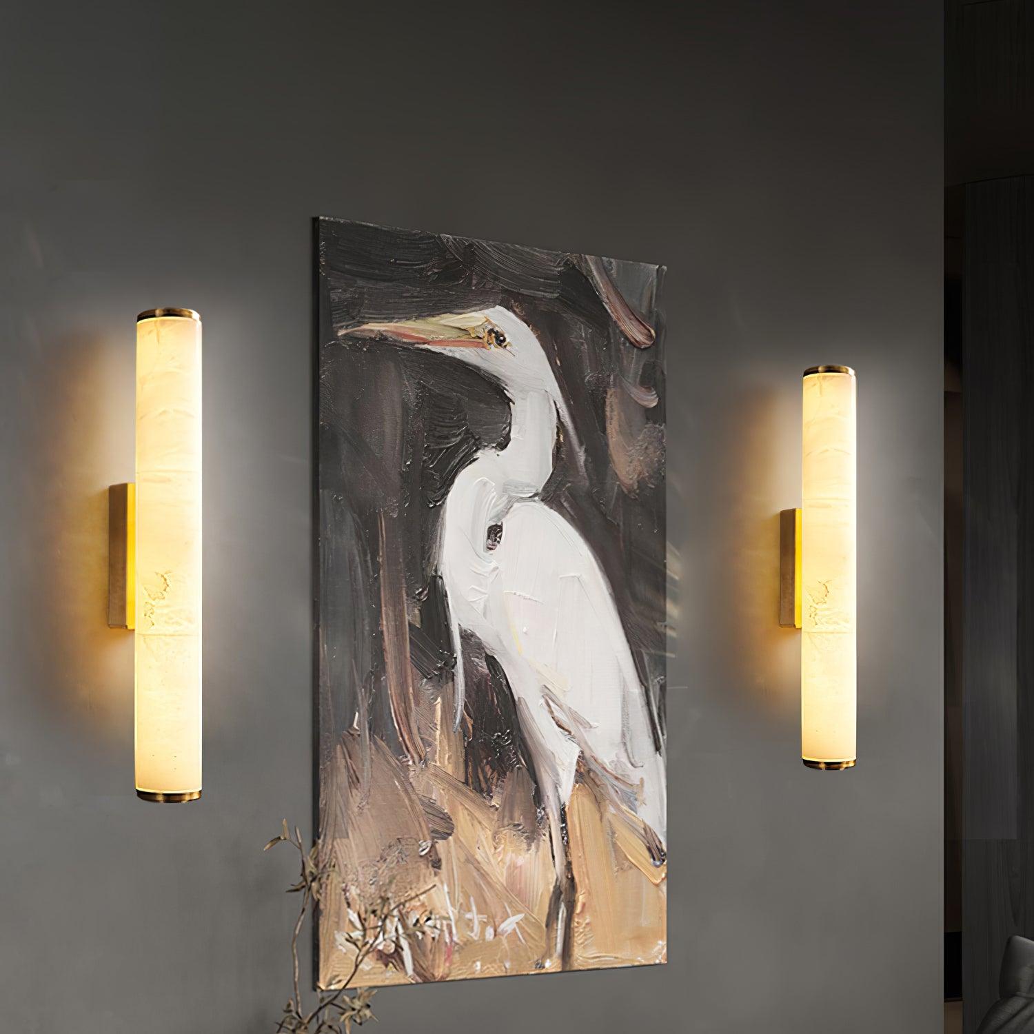 Klyr Alabaster Vertical Cylindrical Wall Lamp