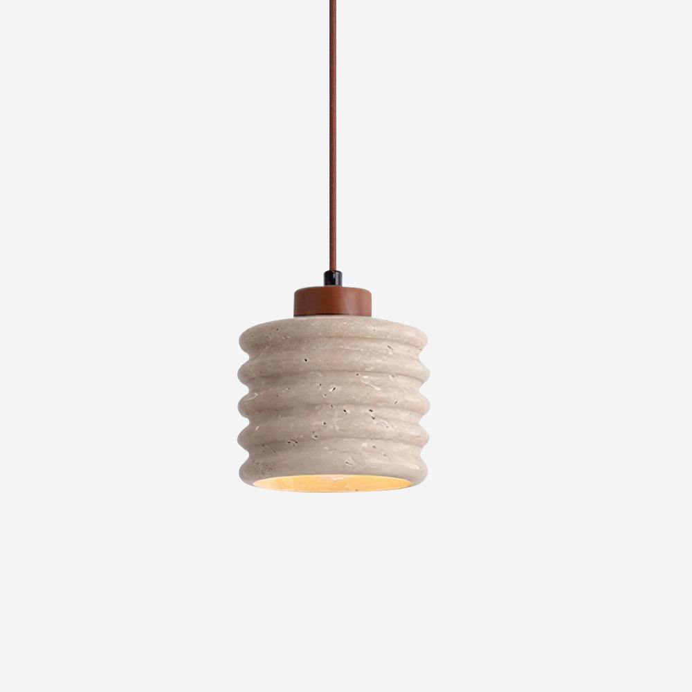 Ritta Pendant Light Travertine Ripple Shade Wabi-Sabi - Neutralighting