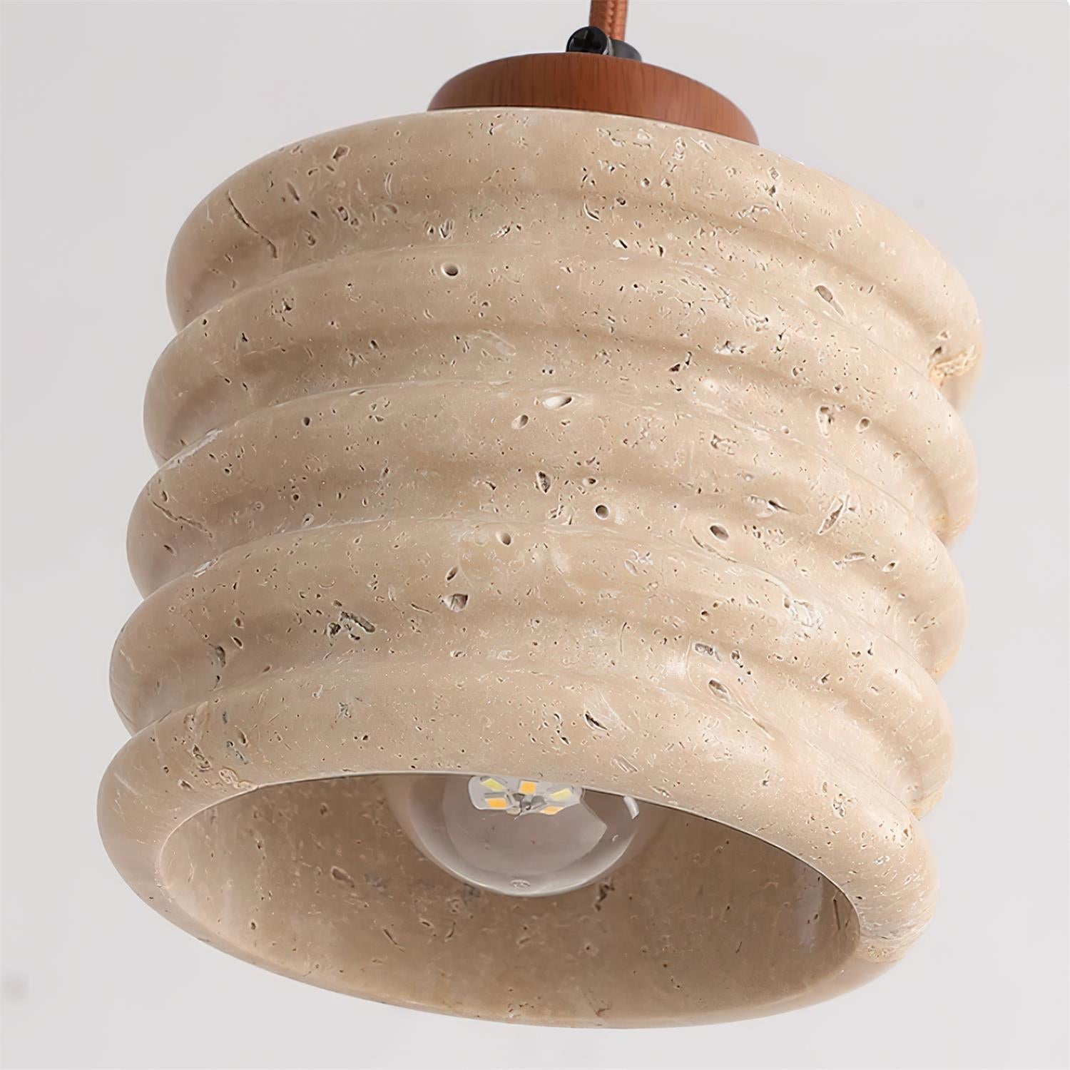 Ritta Pendant Light Travertine Ripple Shade Wabi-Sabi - Neutralighting