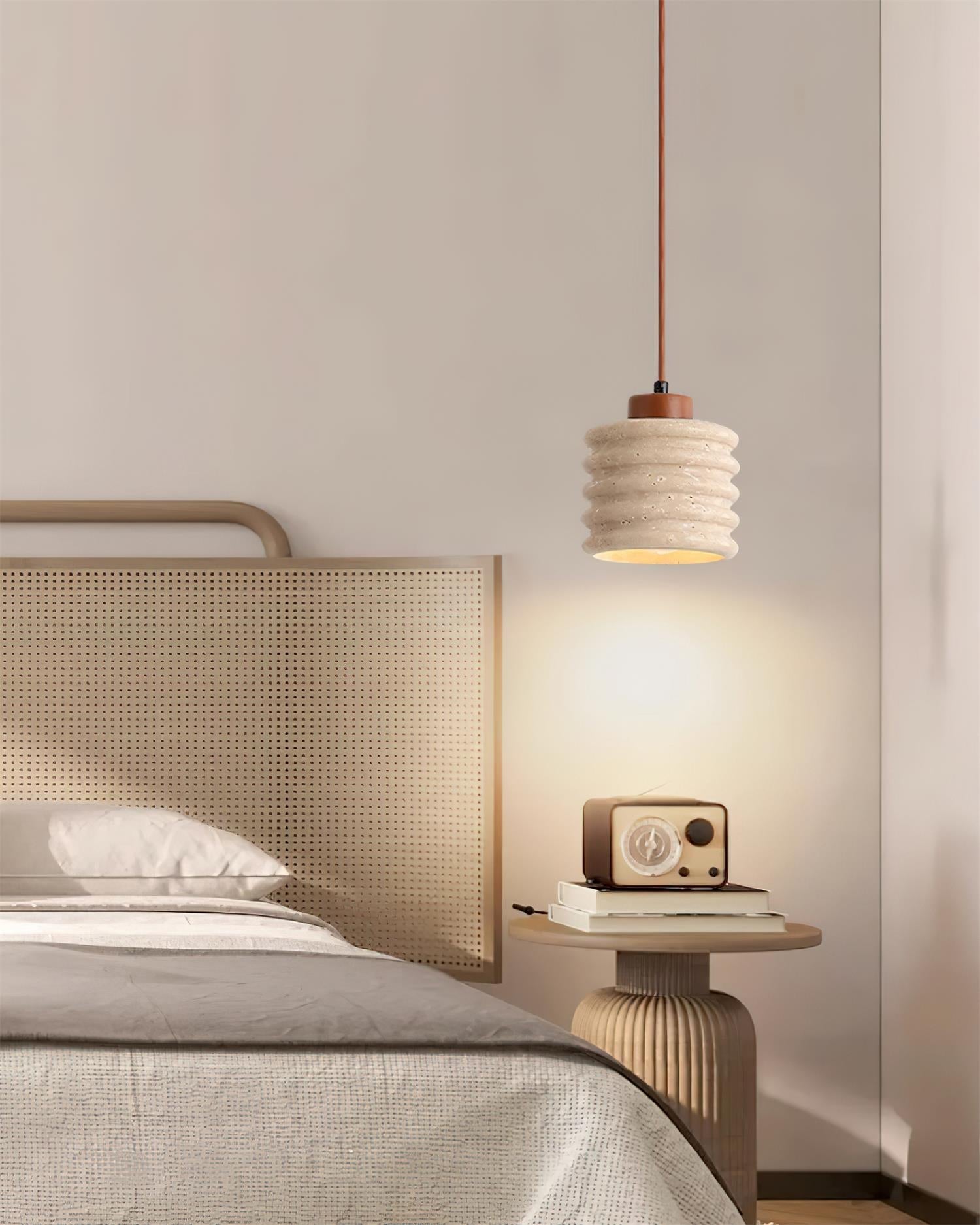 Ritta Pendant Light Travertine Ripple Shade Wabi-Sabi - Neutralighting