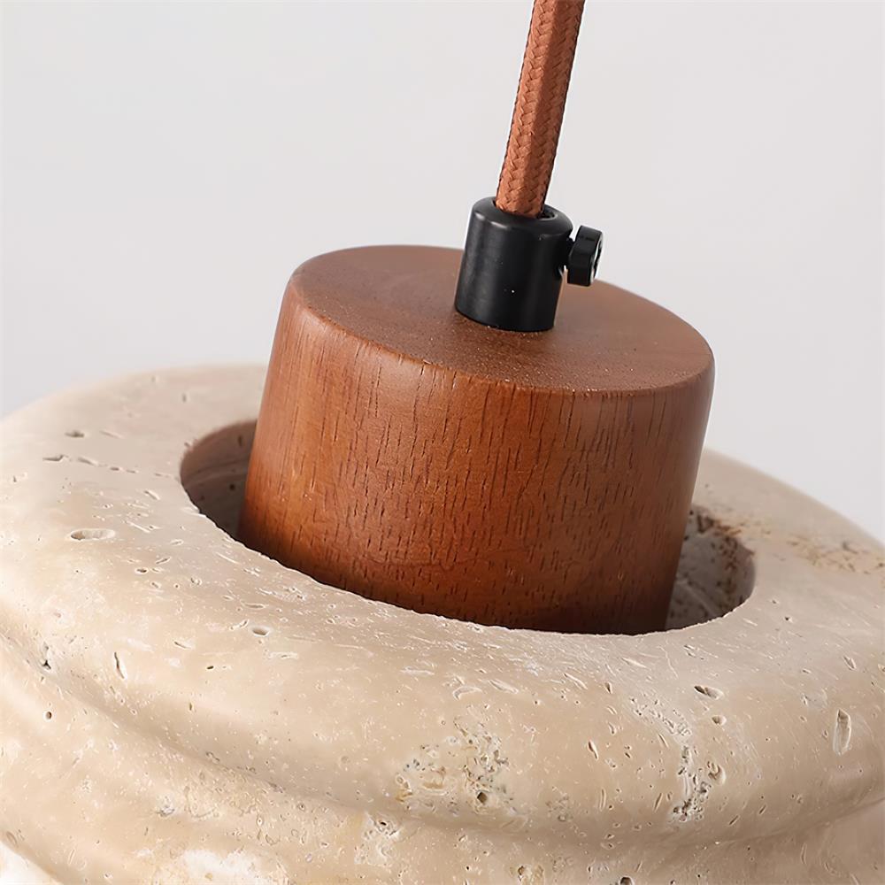 Ritta Pendant Light Travertine Ripple Shade Wabi-Sabi - Neutralighting