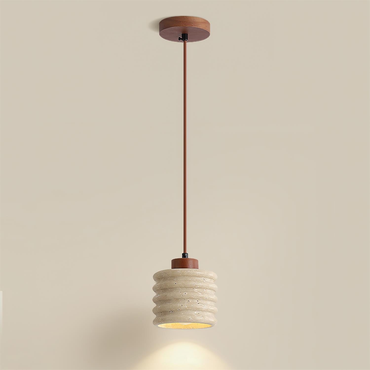 Ritta Pendant Light Travertine Ripple Shade Wabi-Sabi - Neutralighting