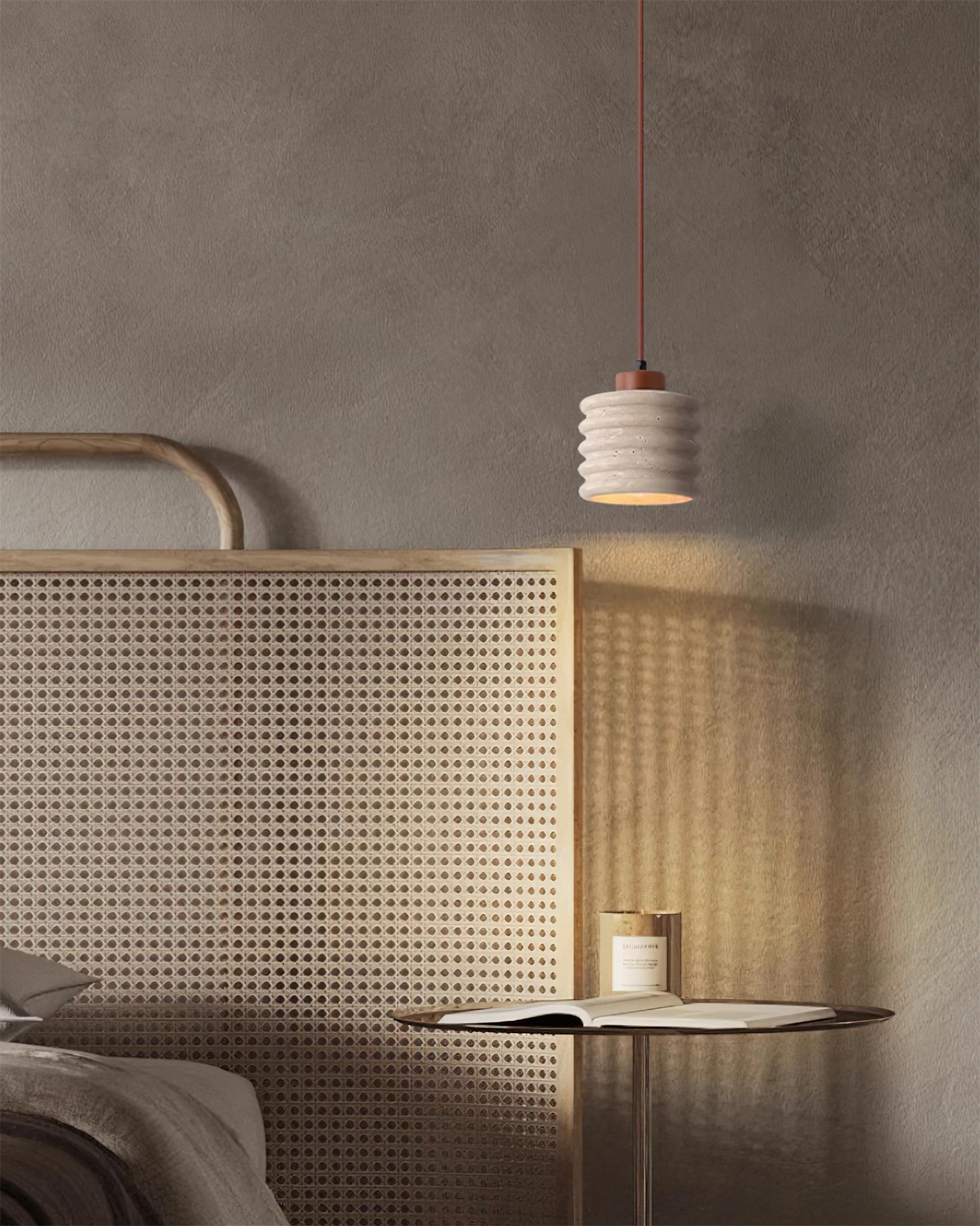 Ritta Pendant Light Travertine Ripple Shade Wabi-Sabi - Neutralighting