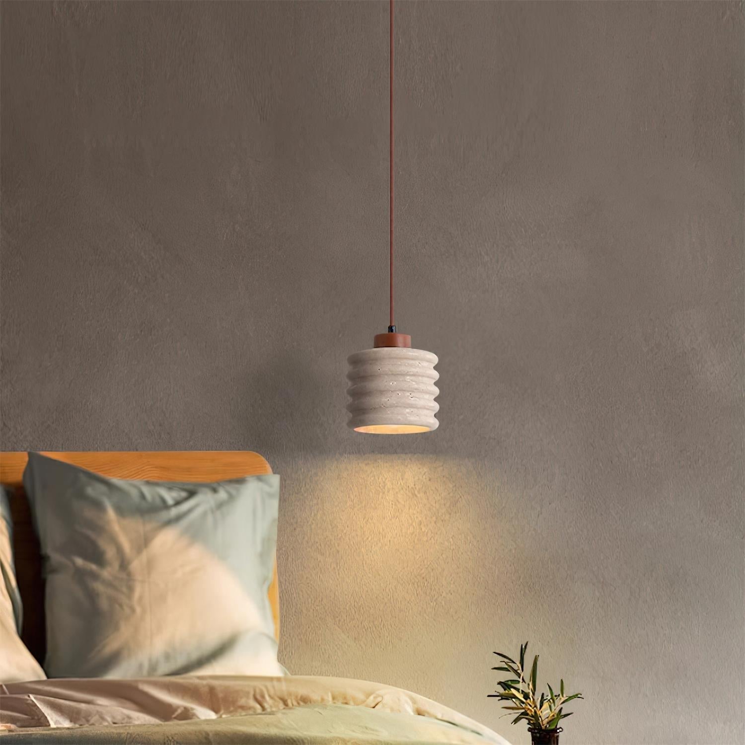 Ritta Pendant Light Travertine Ripple Shade Wabi-Sabi - Neutralighting