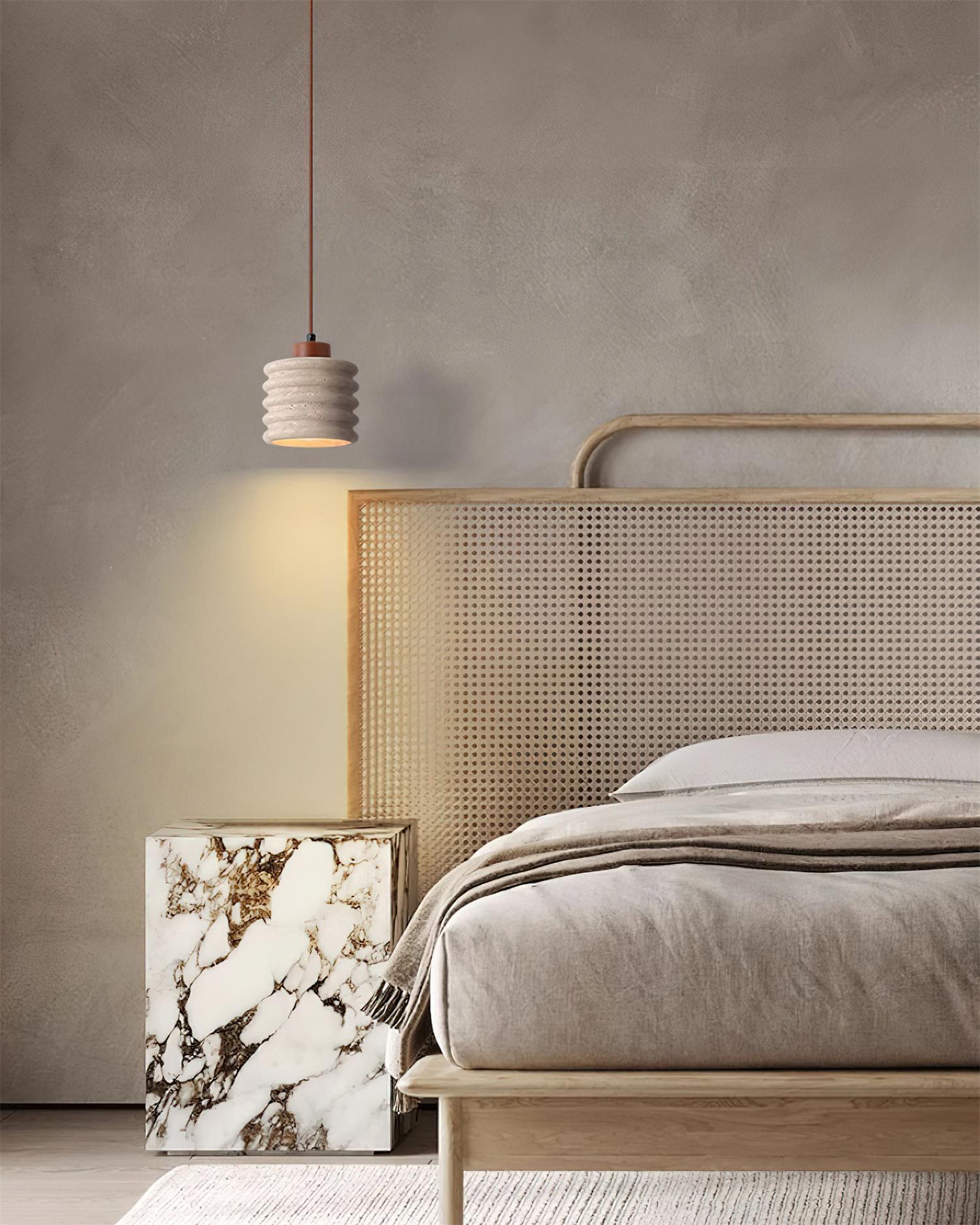 Ritta Pendant Light Travertine Ripple Shade Wabi-Sabi - Neutralighting