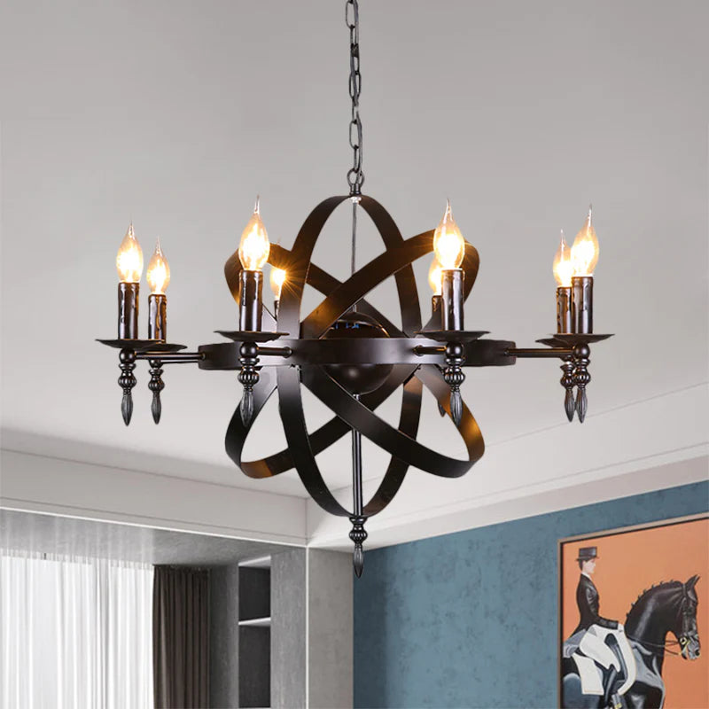 Silva Retro Candle LED Chandelier Metal Glass Black Dining Room - Neutralighting