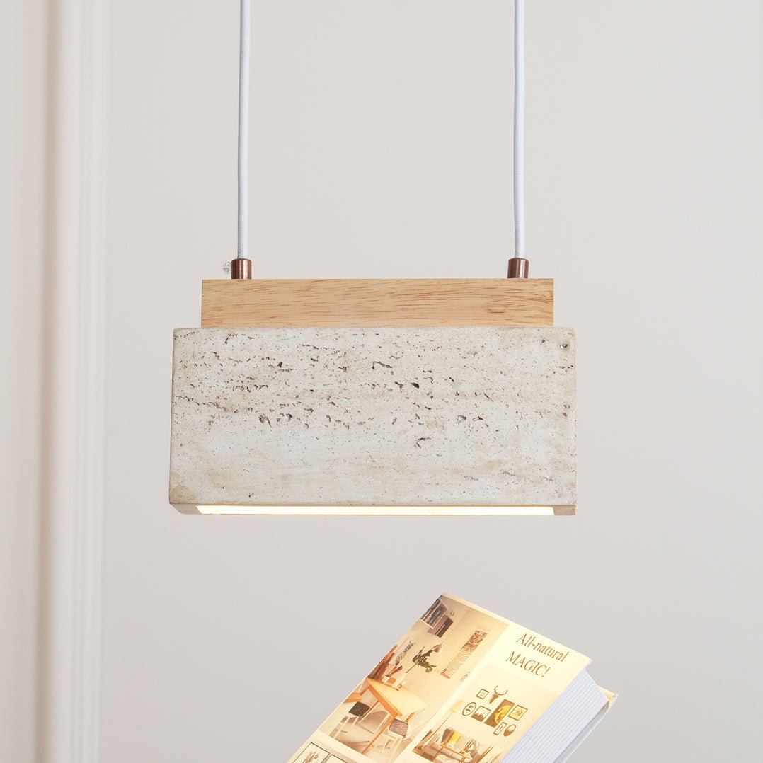 Ciraeila Rectangular Travertine Pendant Light - Neutralighting