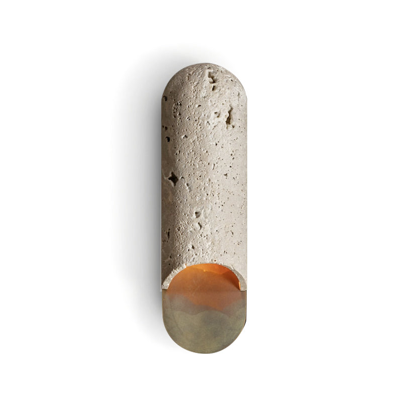 Capsule Wall Lamp Yellow Travertine Marble Brass - Neutralighting