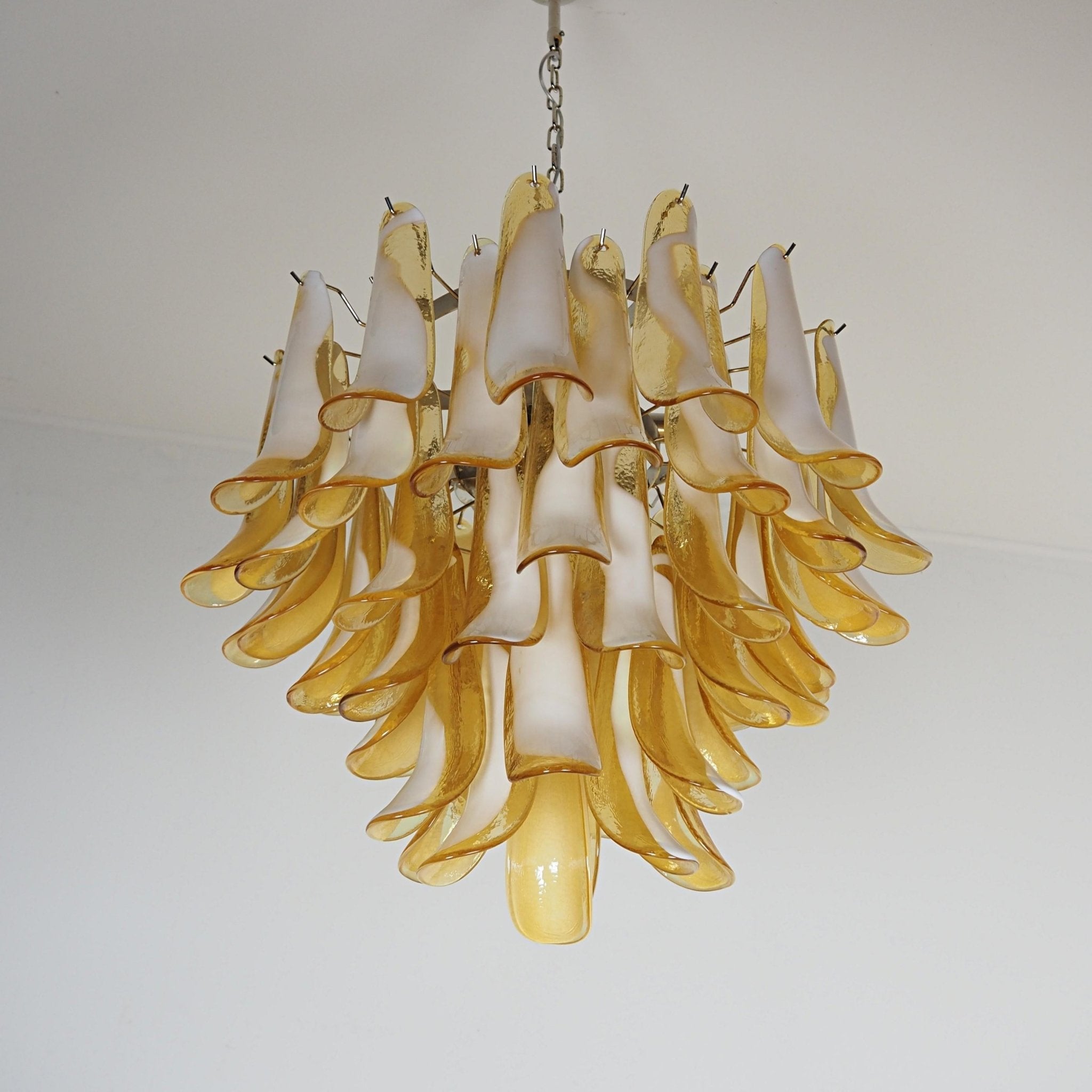 Aurora Chandelier Amber Murano Glass Petals Layered