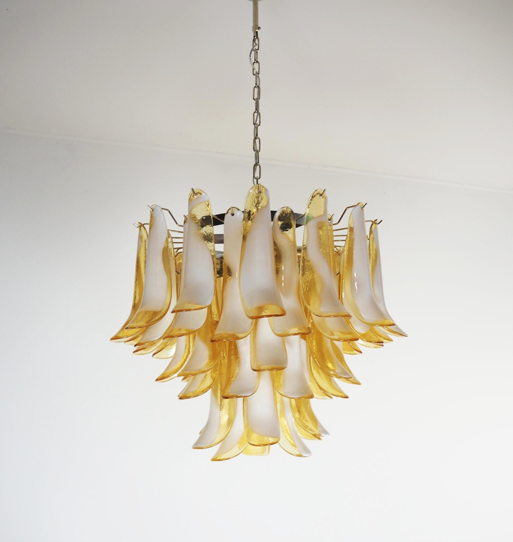 Aurora Chandelier Amber Murano Glass Petals Layered