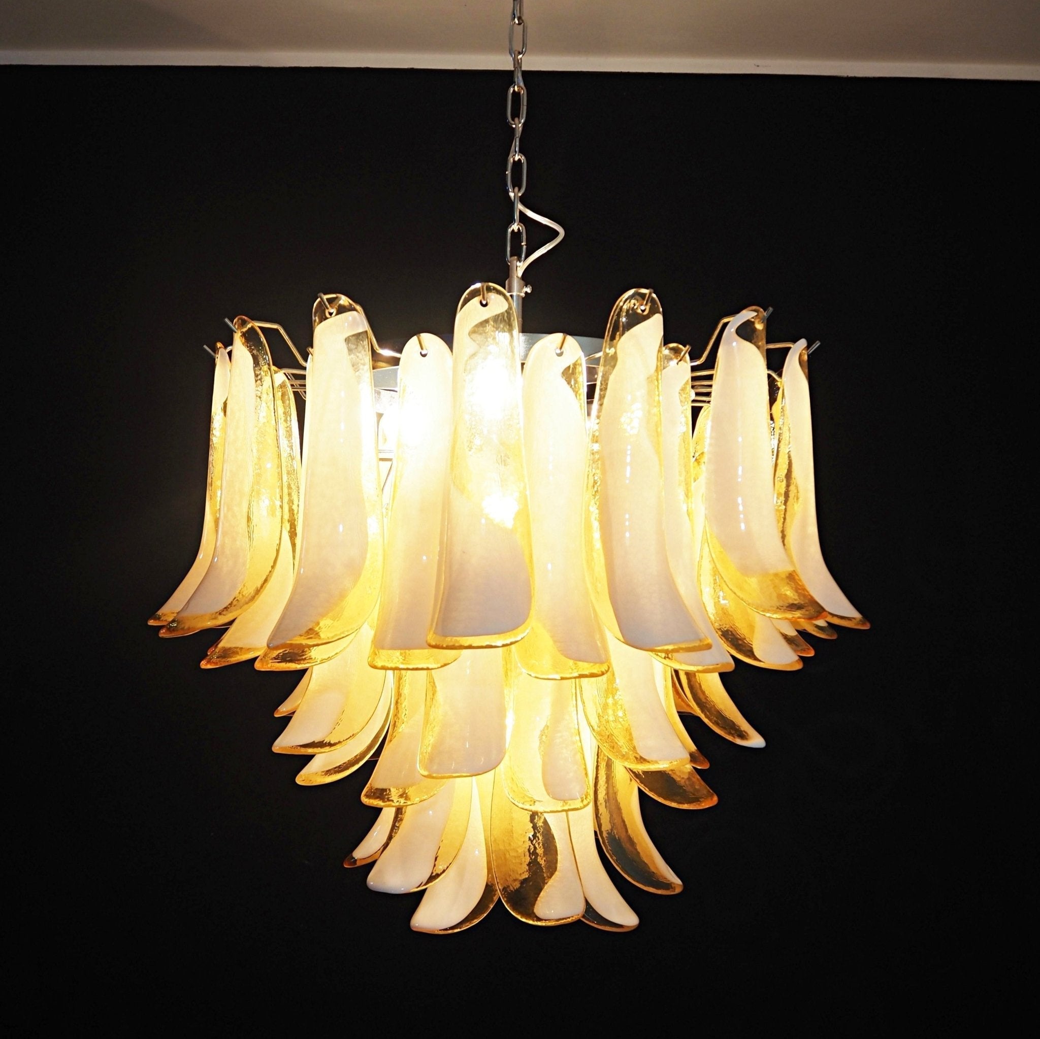Aurora Chandelier Amber Murano Glass Petals Layered