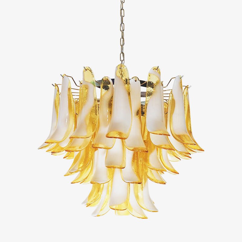 Aurora Chandelier Amber Murano Glass Petals Layered