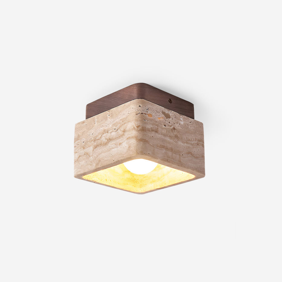 Vellin Travertine Square Flush Mount Ceiling Light - Neutralighting