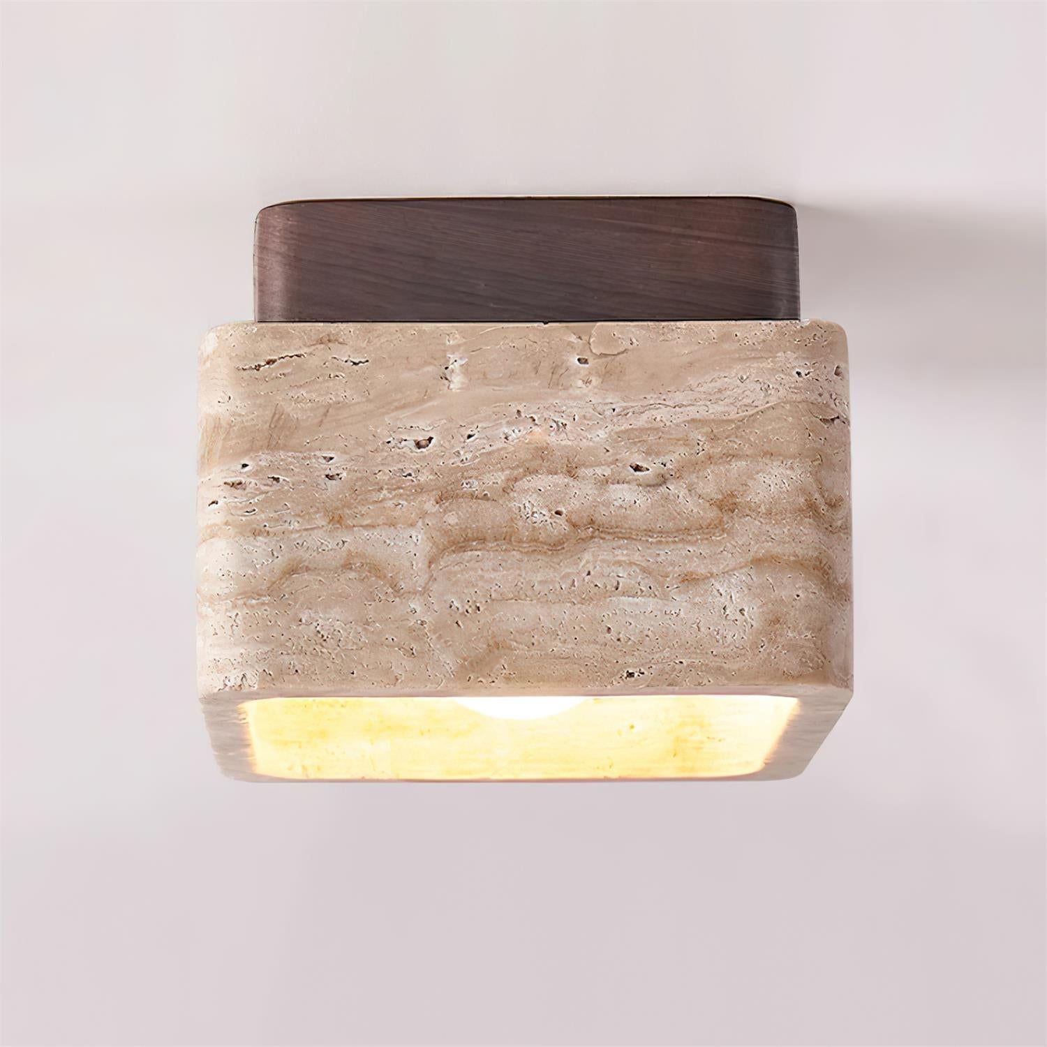 Vellin Travertine Square Flush Mount Ceiling Light - Neutralighting