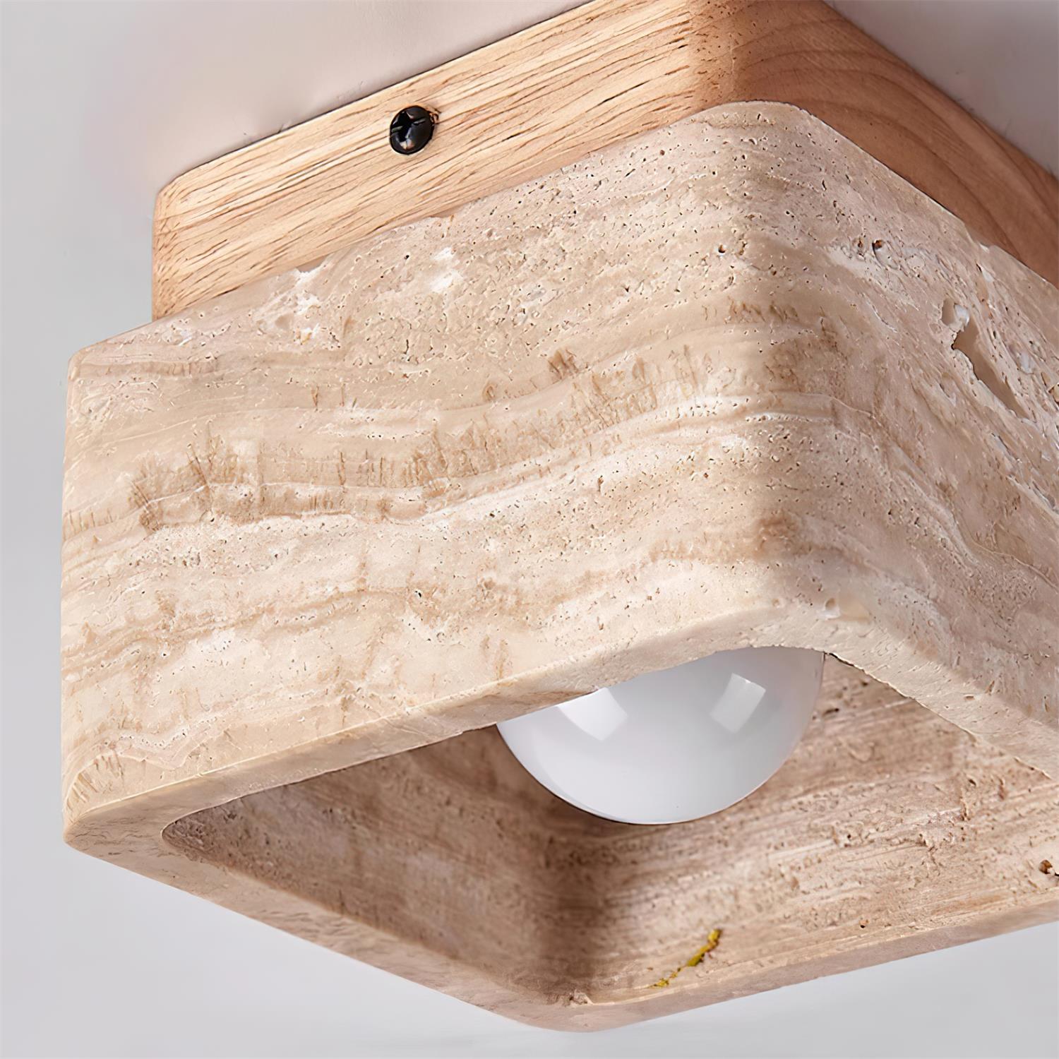 Vellin Travertine Square Flush Mount Ceiling Light - Neutralighting