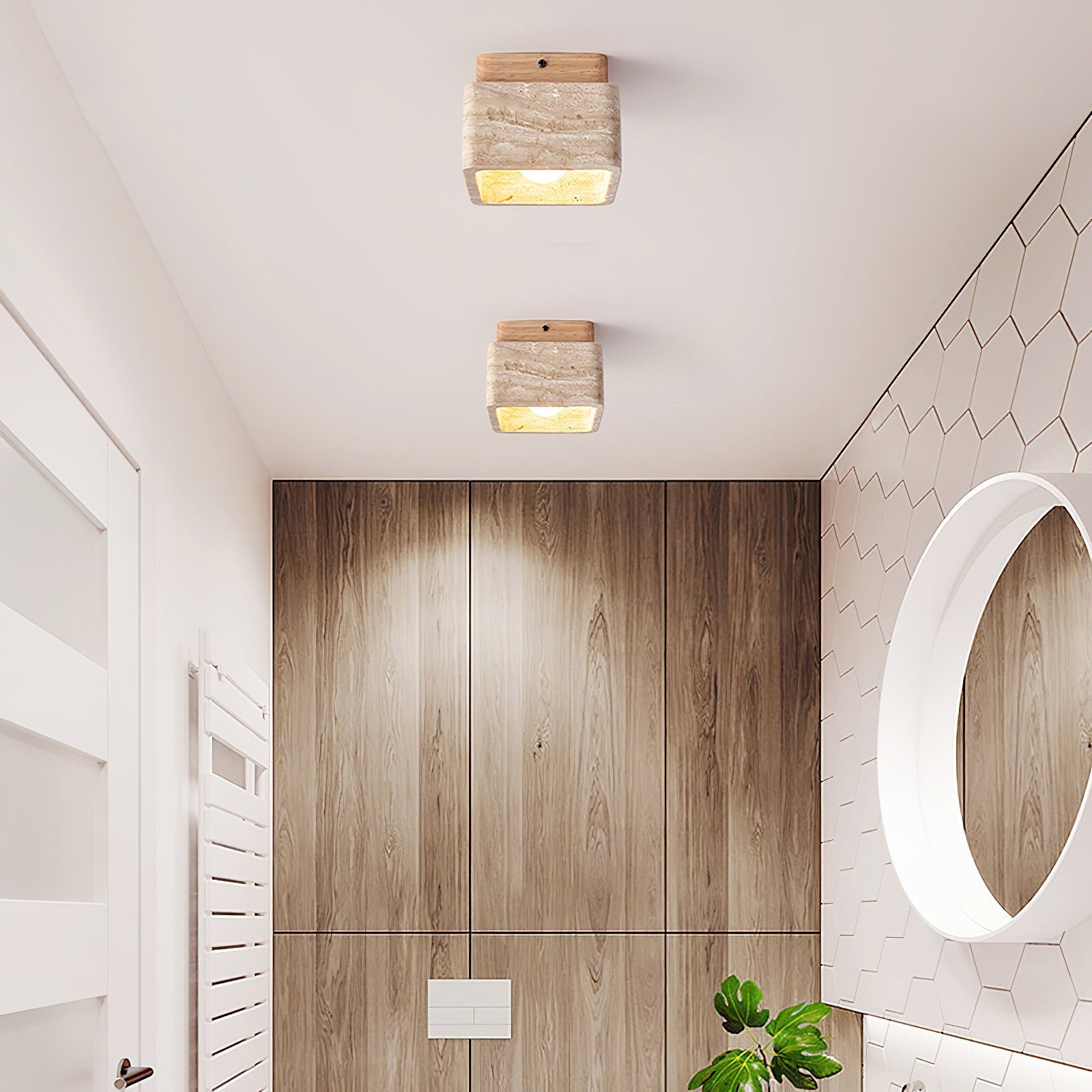 Vellin Travertine Square Flush Mount Ceiling Light - Neutralighting