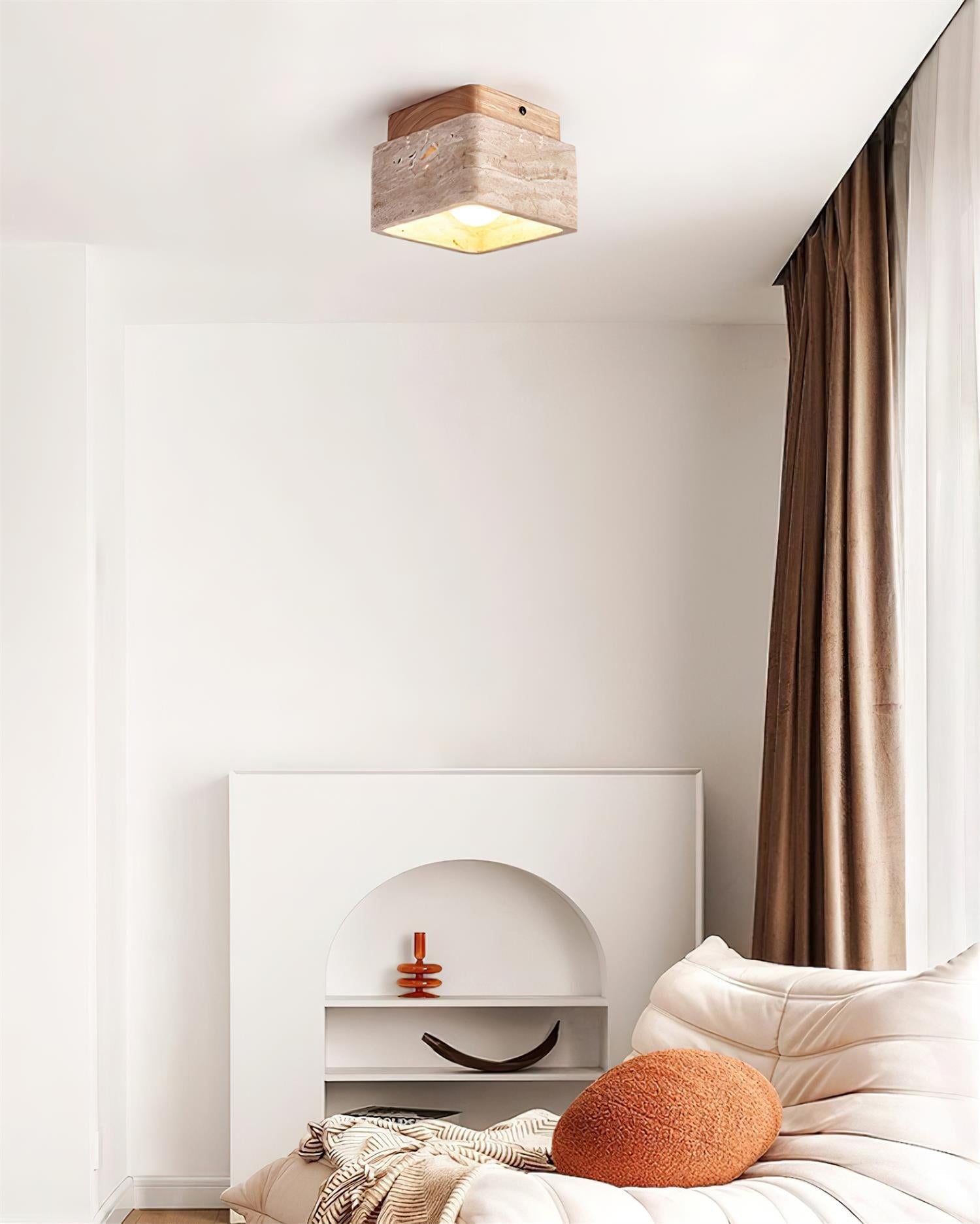 Vellin Travertine Square Flush Mount Ceiling Light - Neutralighting