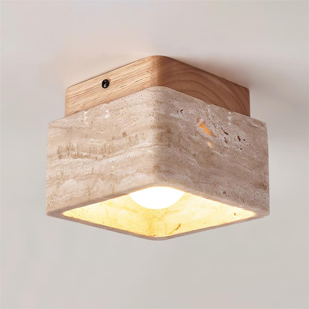 Vellin Travertine Square Flush Mount Ceiling Light - Neutralighting