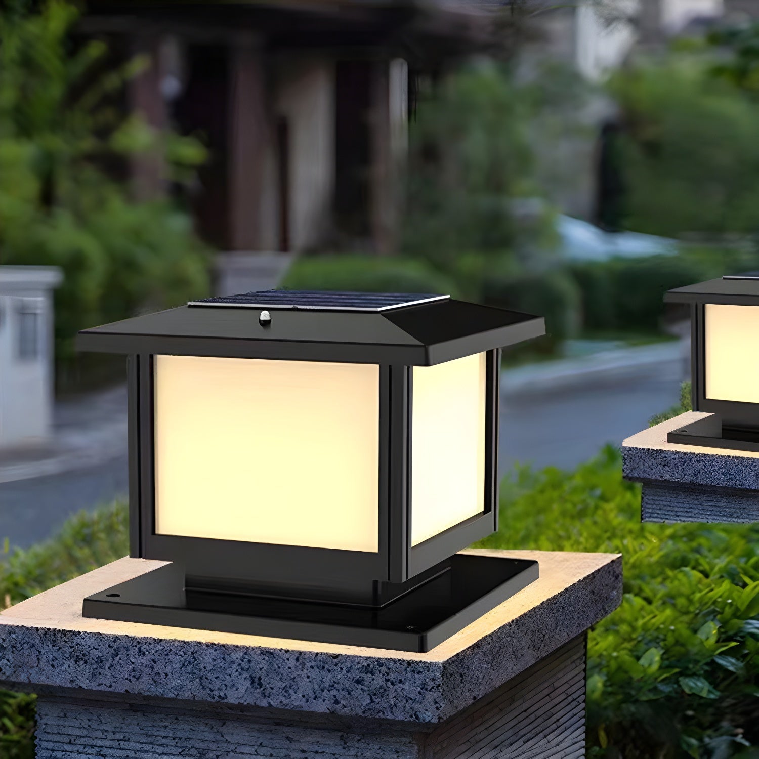 Ray Pavilion-style Square Solar Outdoor Post Light - Neutralighting