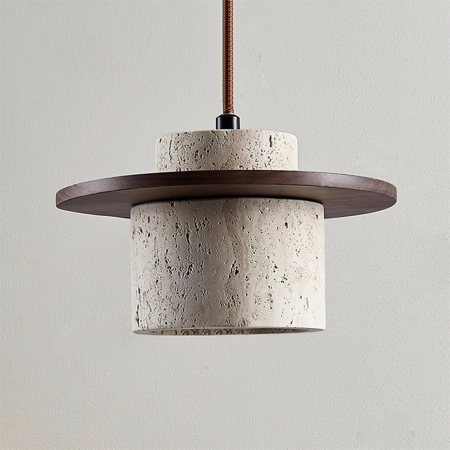Ritta Wall Lamp Travertine Cylinder Walnut Wood - Neutralighting
