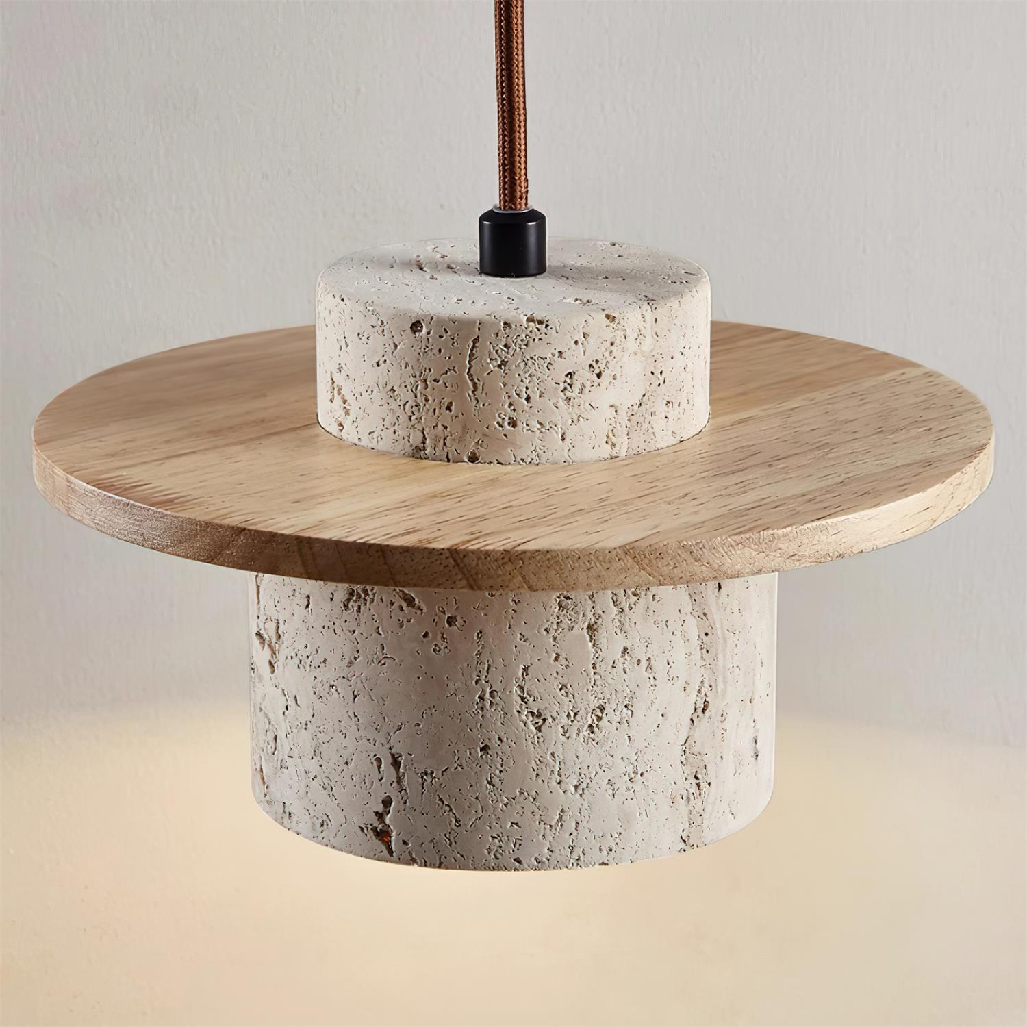 Ritta Wall Lamp Travertine Cylinder Walnut Wood - Neutralighting