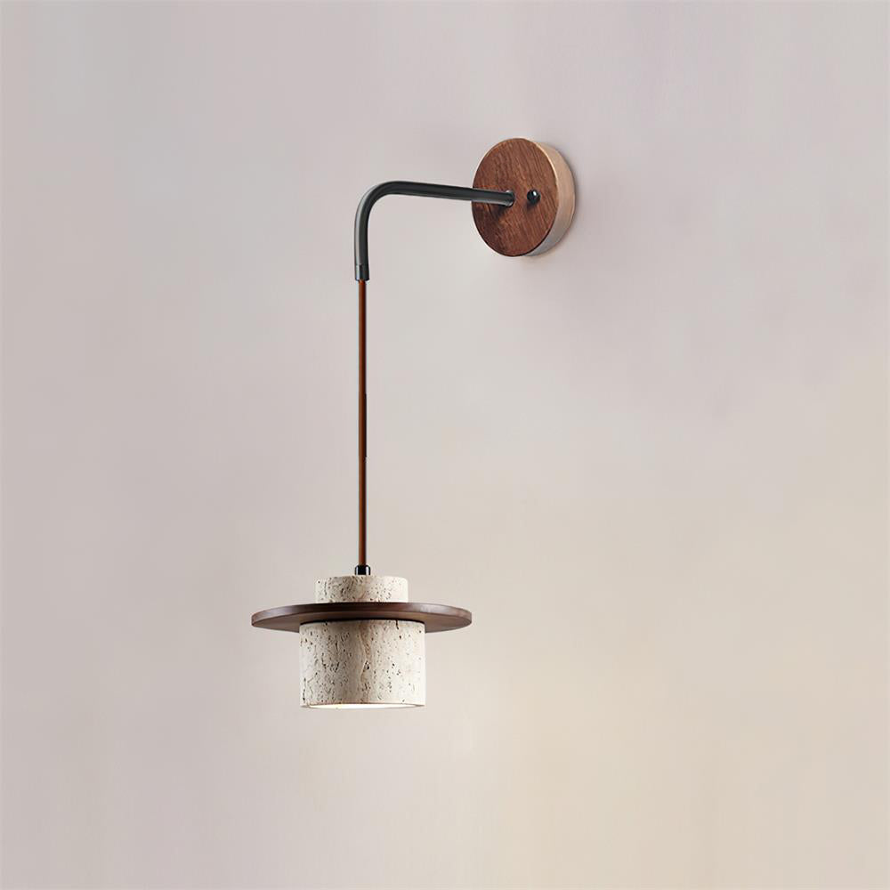 Ritta Wall Lamp Travertine Cylinder Walnut Wood - Neutralighting