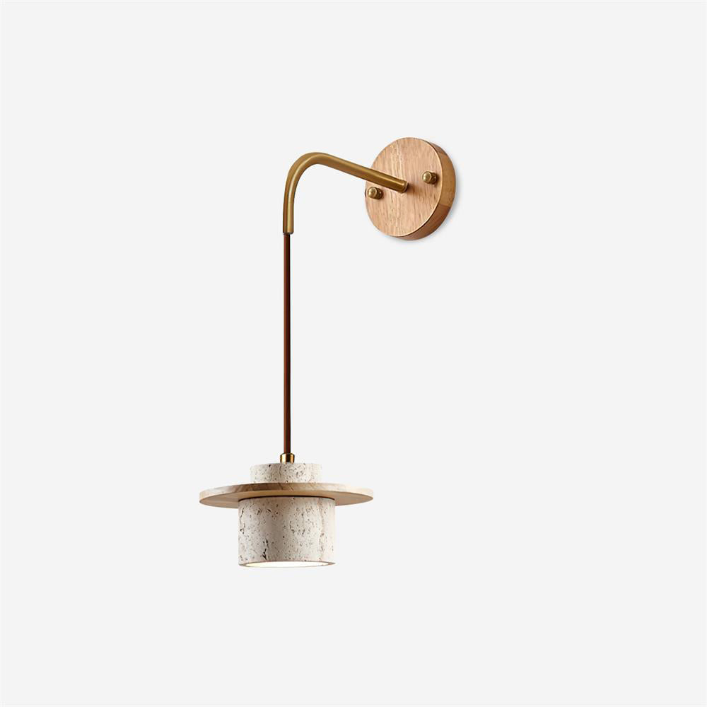 Ritta Wall Lamp Travertine Cylinder Walnut Wood - Neutralighting