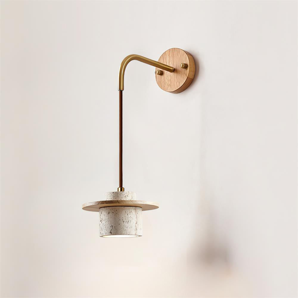 Ritta Wall Lamp Travertine Cylinder Walnut Wood - Neutralighting