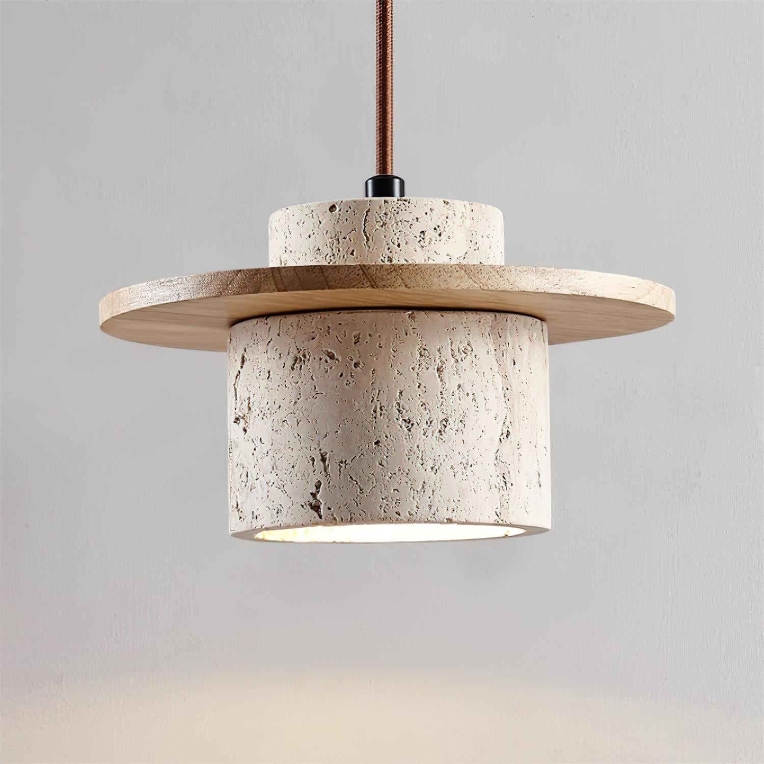 Ritta Wall Lamp Travertine Cylinder Walnut Wood - Neutralighting