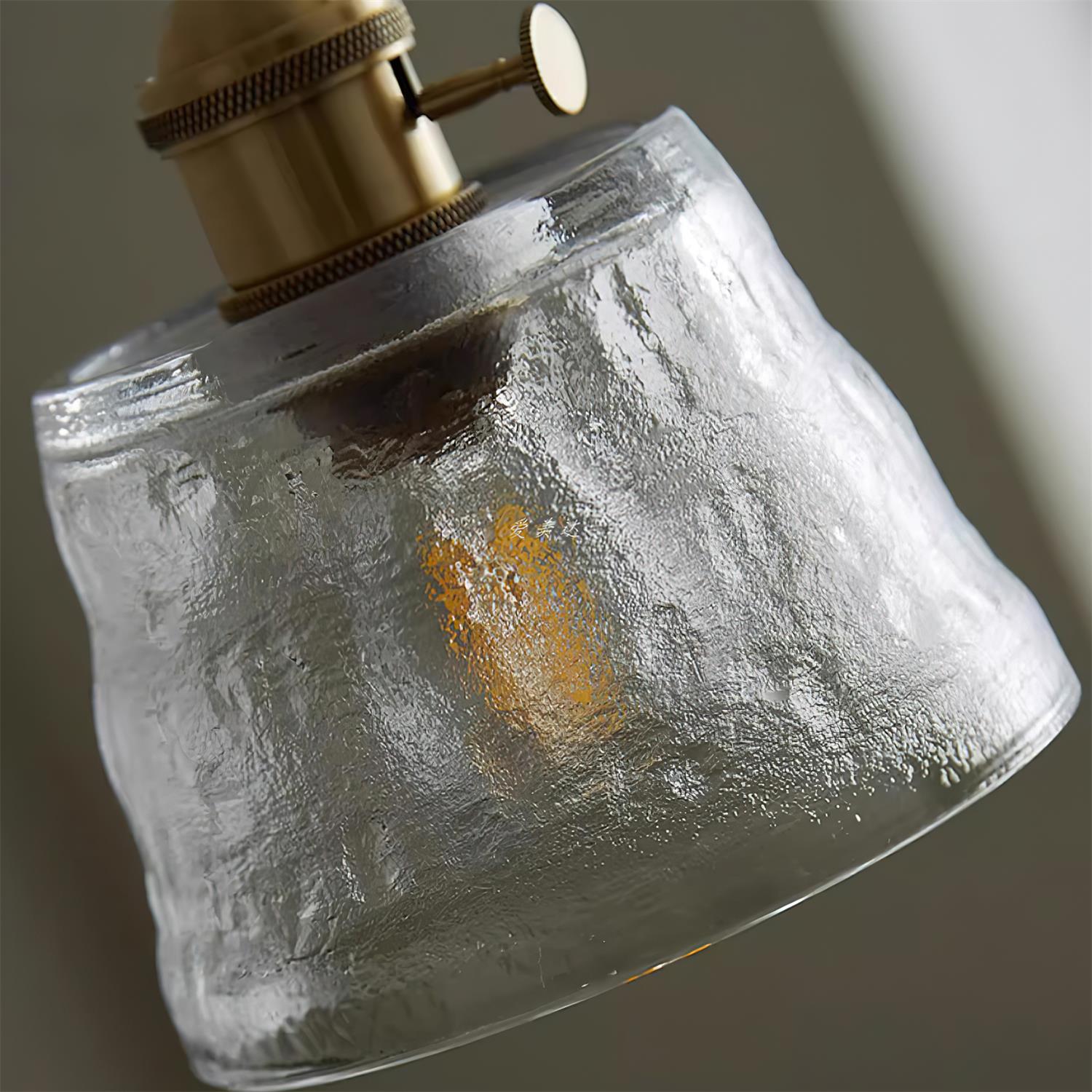 Pendant Lamp Brass and Glass Textured Shade Artisan Vintage Accent - Neutralighting