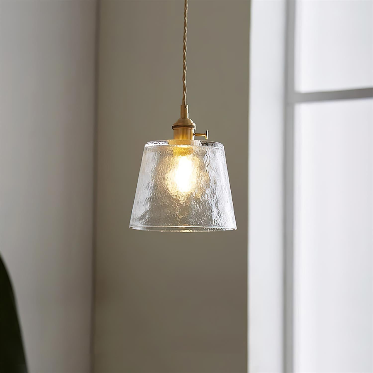Pendant Lamp Brass and Glass Textured Shade Artisan Vintage Accent - Neutralighting