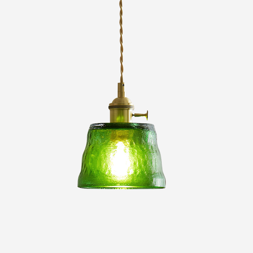 Pendant Lamp Brass and Glass Textured Shade Artisan Vintage Accent - Neutralighting